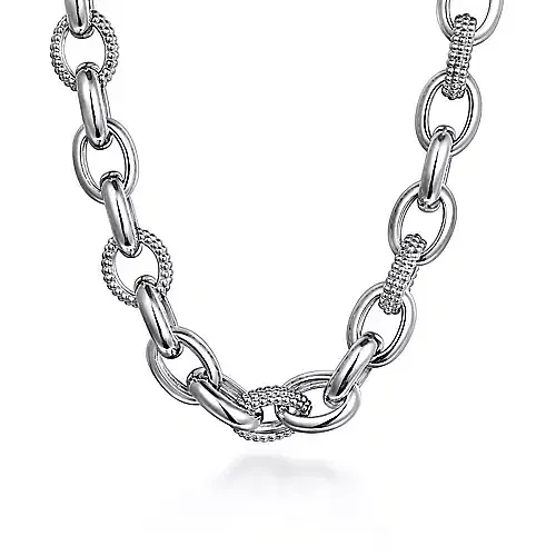 Oval Link Chain Necklace in Sterling Silver