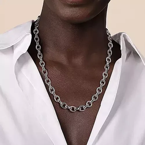 Oval Link Chain Necklace in Sterling Silver