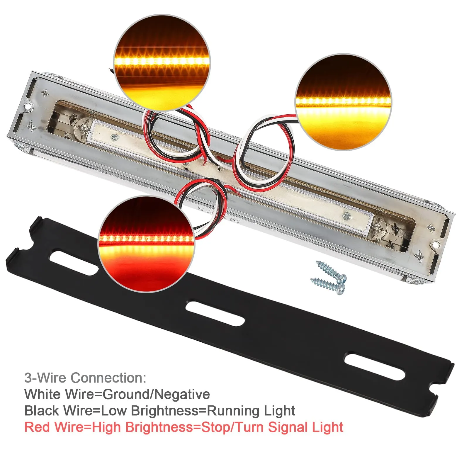 Partsam 2Pcs 12" Double Face Stop Turn Tail Light Bar Chrome Bezel Side Marker Indicator Lights 55 LED Triple Face Led Trailer Light Bar Surface Mount 12" Double Face Auxiliary Light Bar Clear Lens