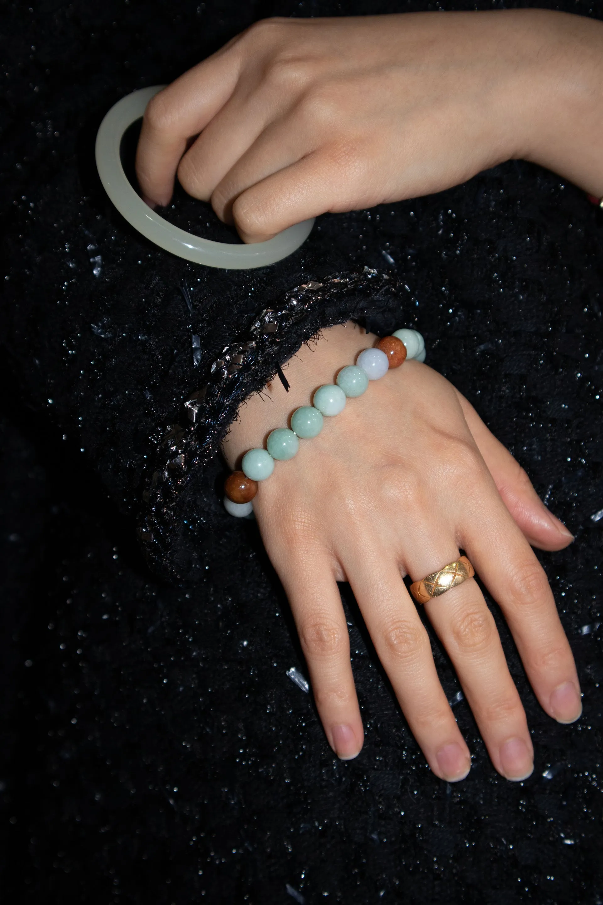 Pea — Beaded jade bracelet