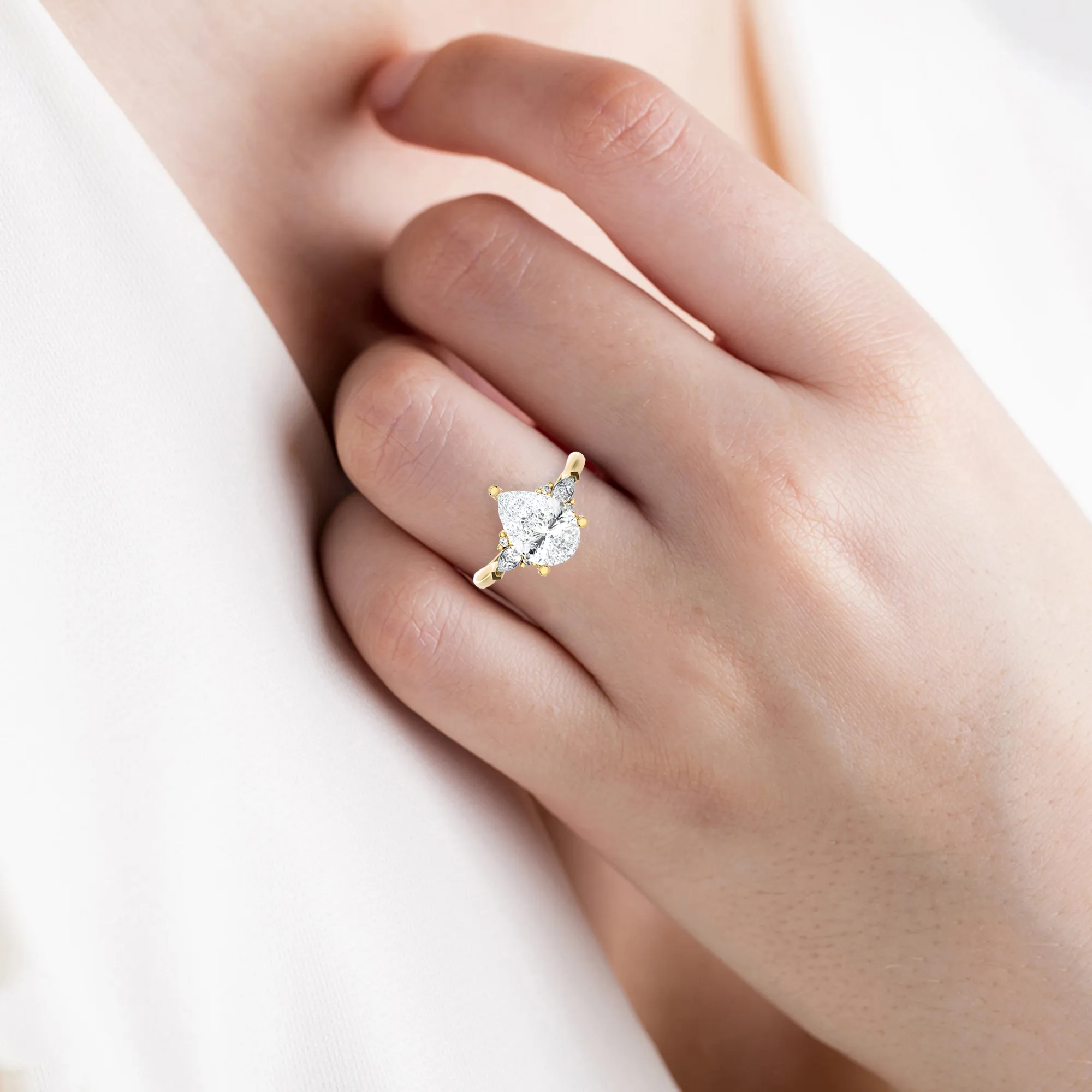 Pear-Shaped Three Stone Lab Grown Diamond Ring