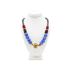Periwinkle Floral Lampwork Bead Necklace