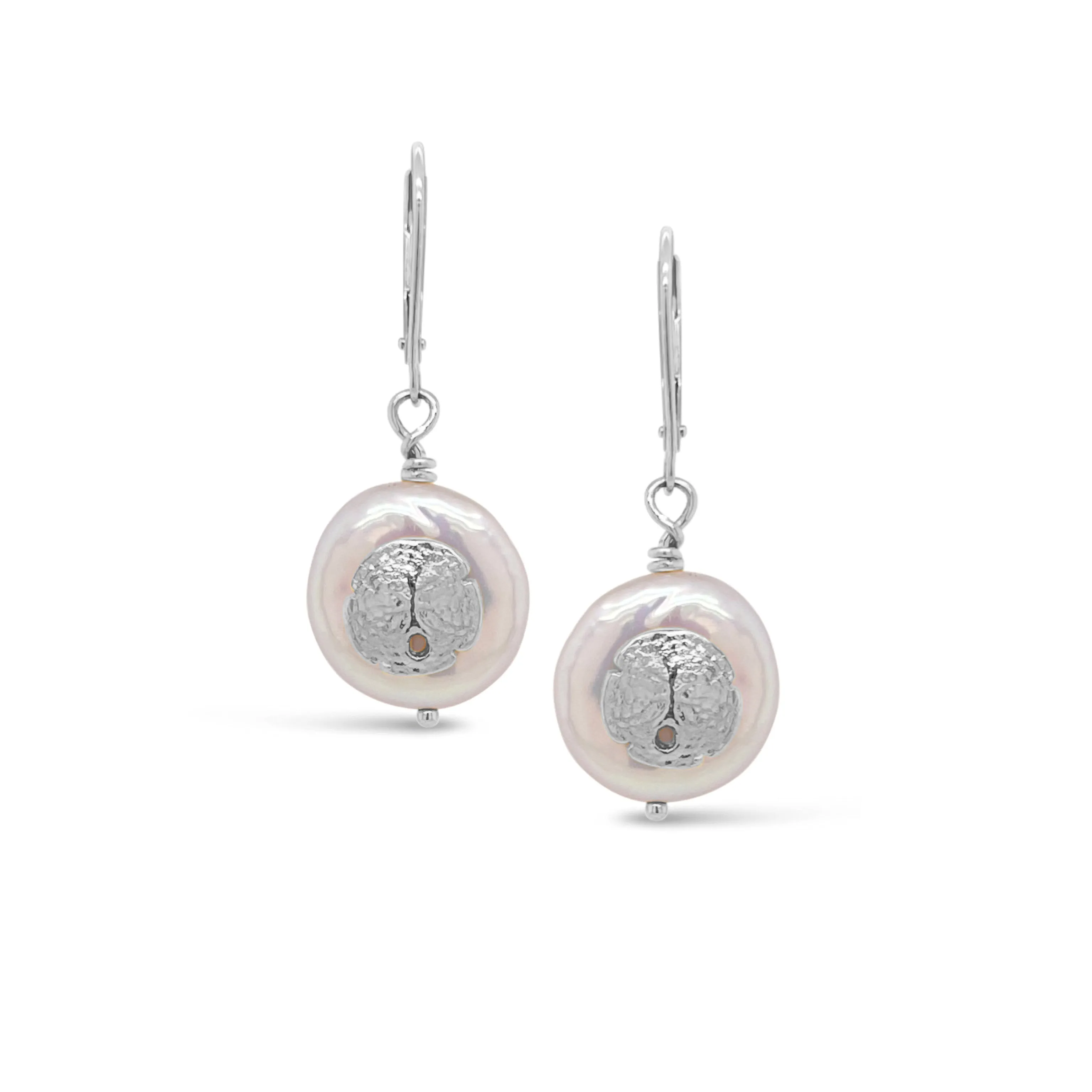 Petite Sand Dollar Coin Pearl Earrings