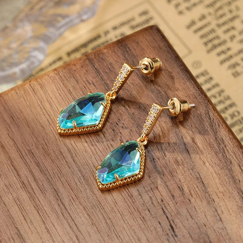 Pre Order:  Irregular Crystal Glass Dangle Drop Earrings