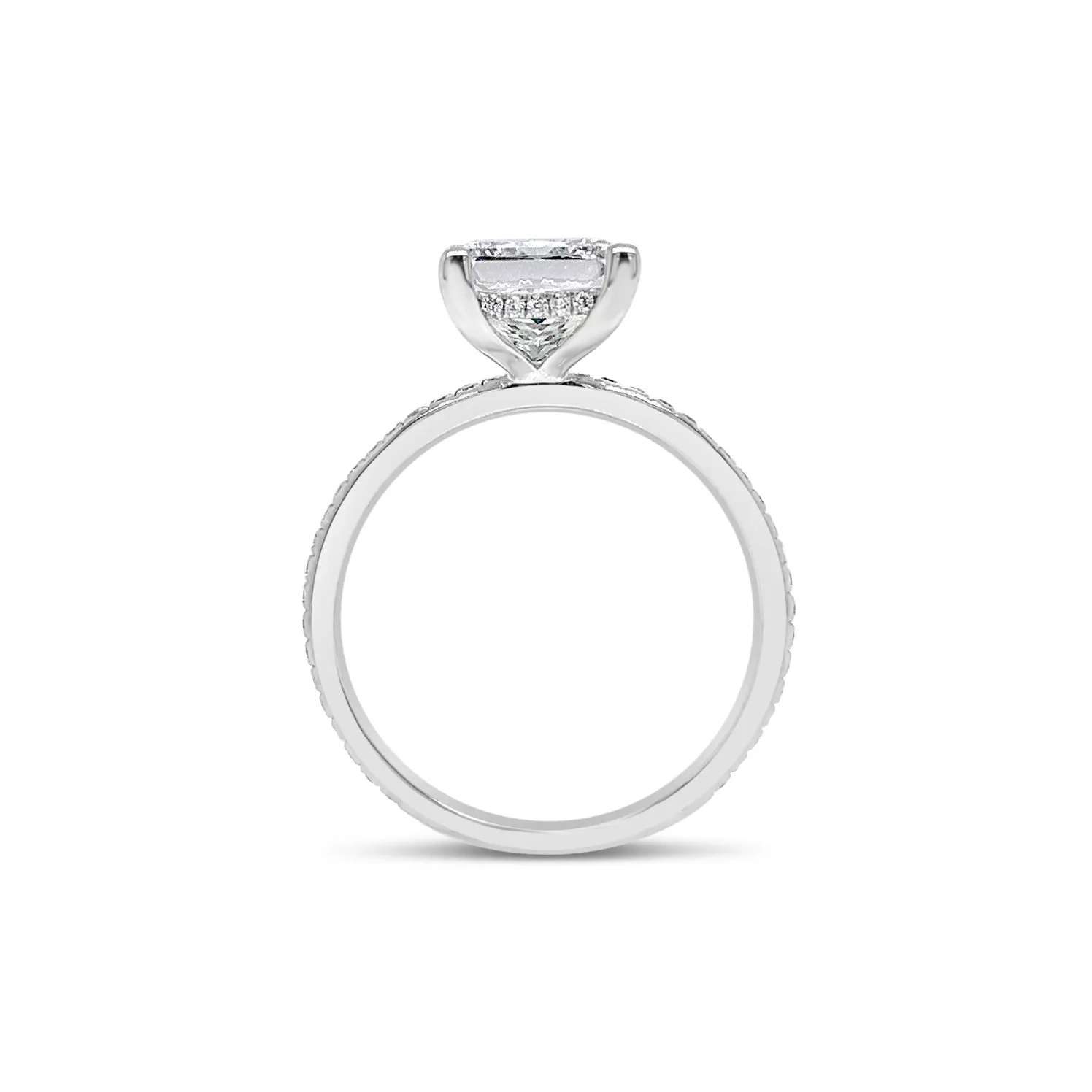 Princess-Cut Diamond Engagement Ring with Pave Diamond Shank