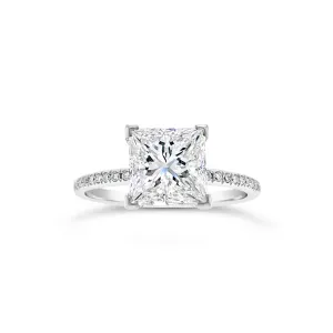 Princess-Cut Diamond Engagement Ring with Pave Diamond Shank