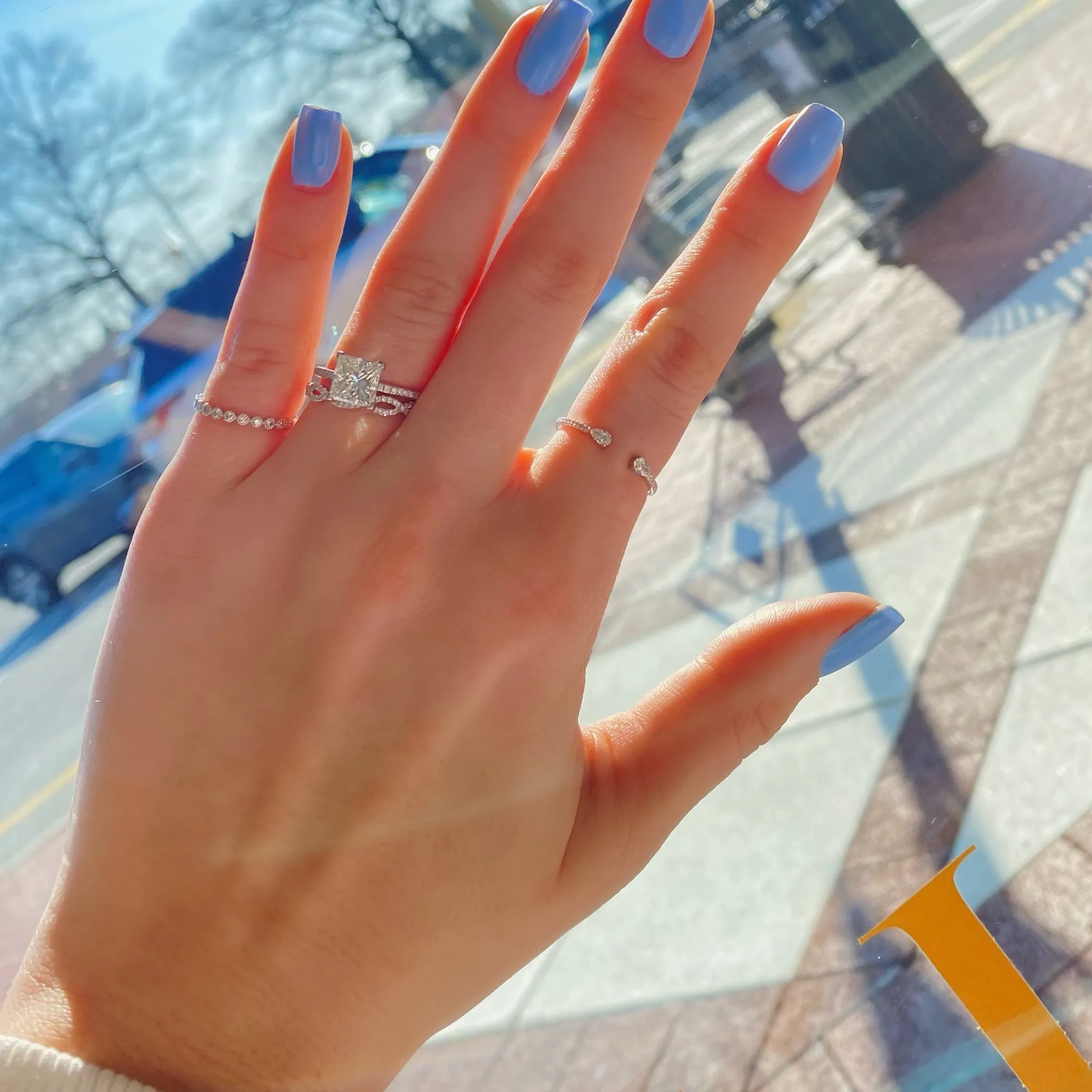 Princess-Cut Diamond Engagement Ring with Pave Diamond Shank