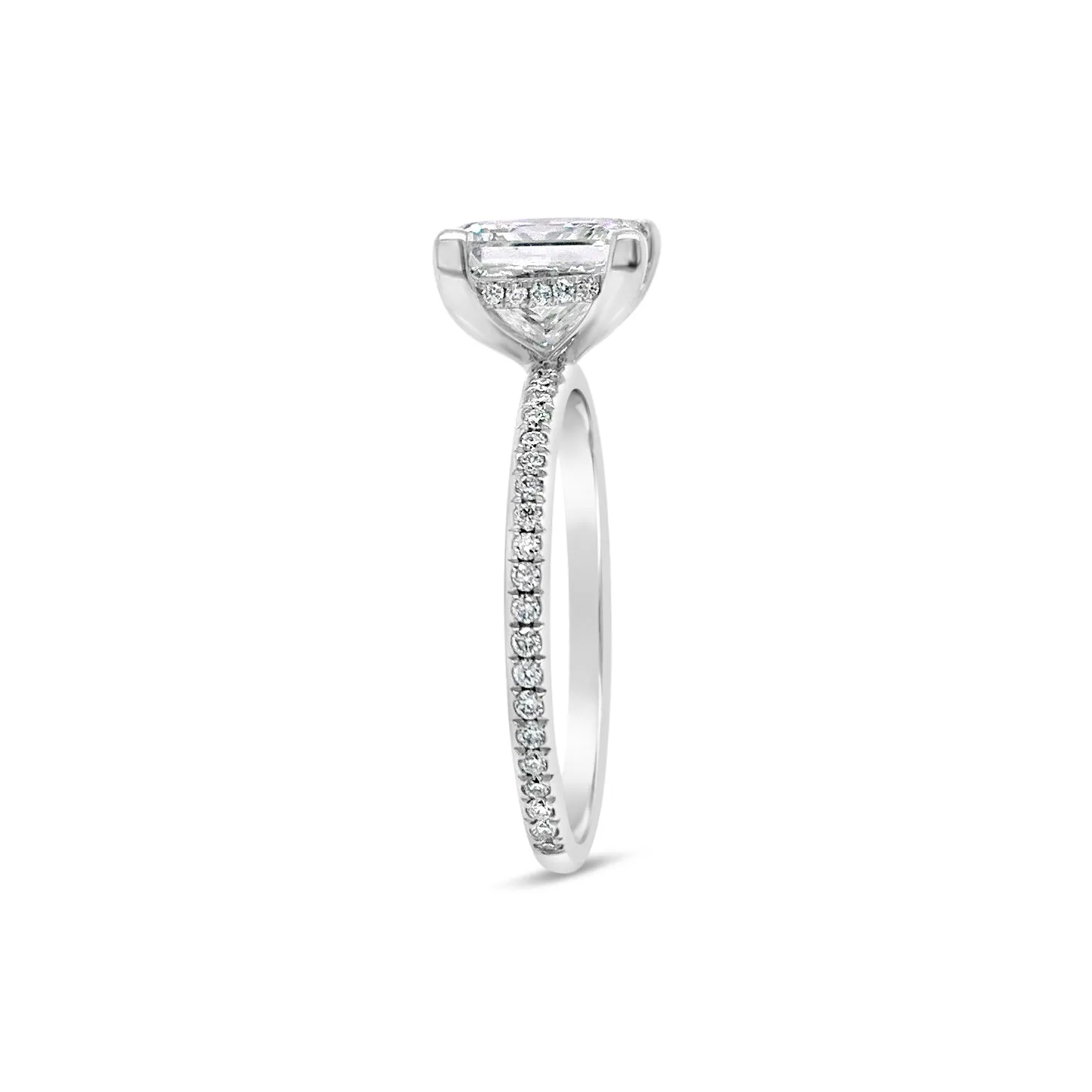 Princess-Cut Diamond Engagement Ring with Pave Diamond Shank