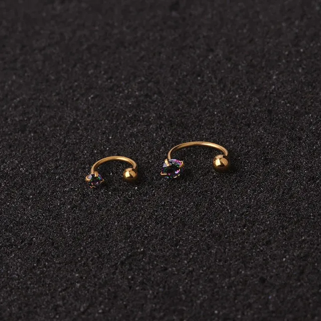 Puncture Zircon C Type Nose Nail Stainless Steel