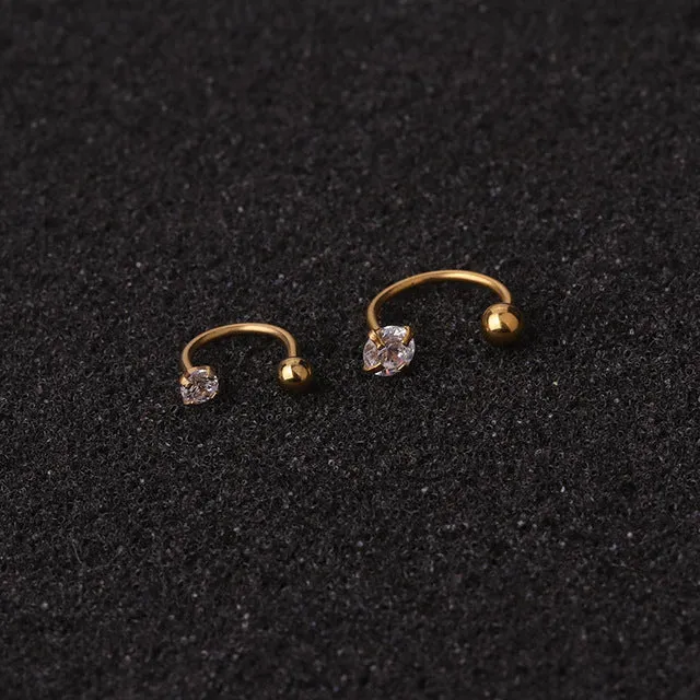 Puncture Zircon C Type Nose Nail Stainless Steel