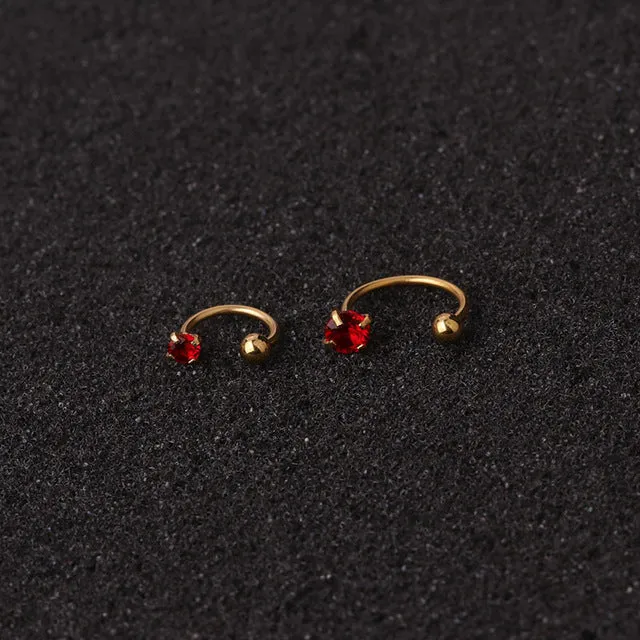 Puncture Zircon C Type Nose Nail Stainless Steel