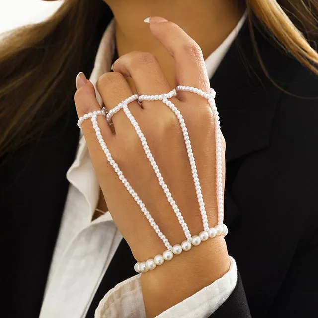 Punk gold silver white color chain bracelet beads jewelry