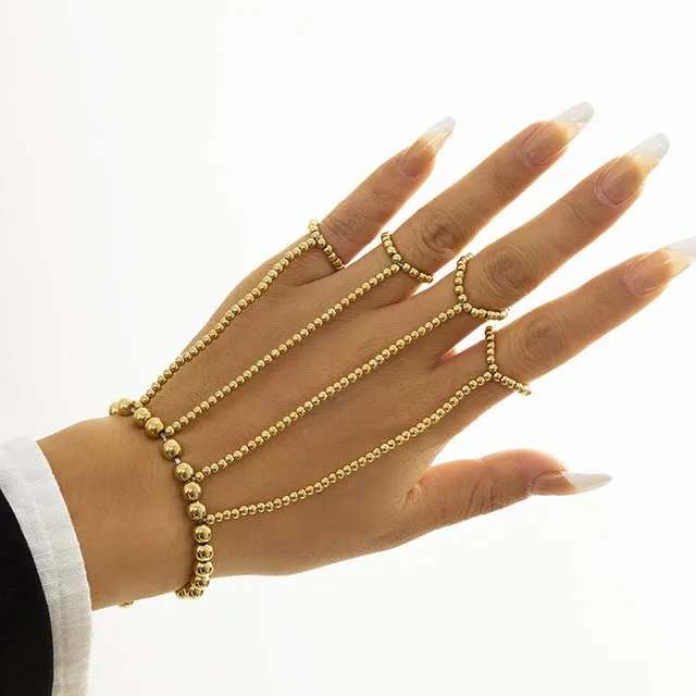Punk gold silver white color chain bracelet beads jewelry