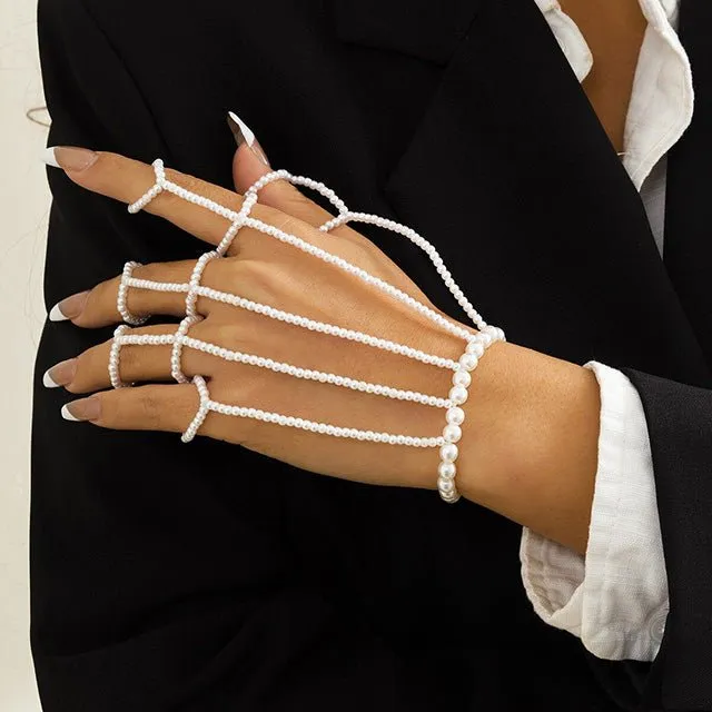 Punk gold silver white color chain bracelet beads jewelry