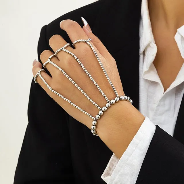 Punk gold silver white color chain bracelet beads jewelry