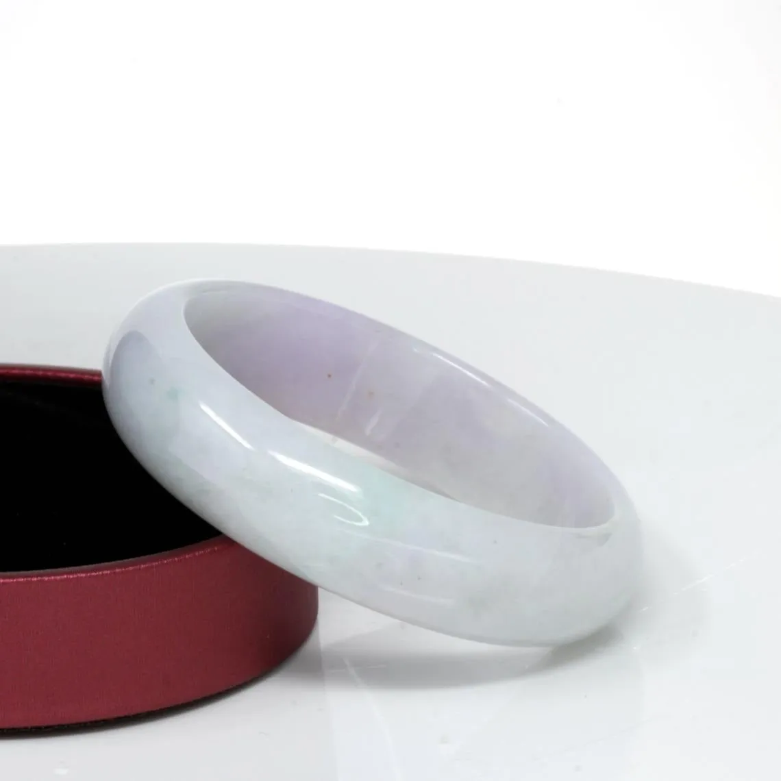 RealJade® Classic Bangle Genuine Burmese Lavender Jadeite Jade Bracelet Bangle ( 53.3 mm )#77