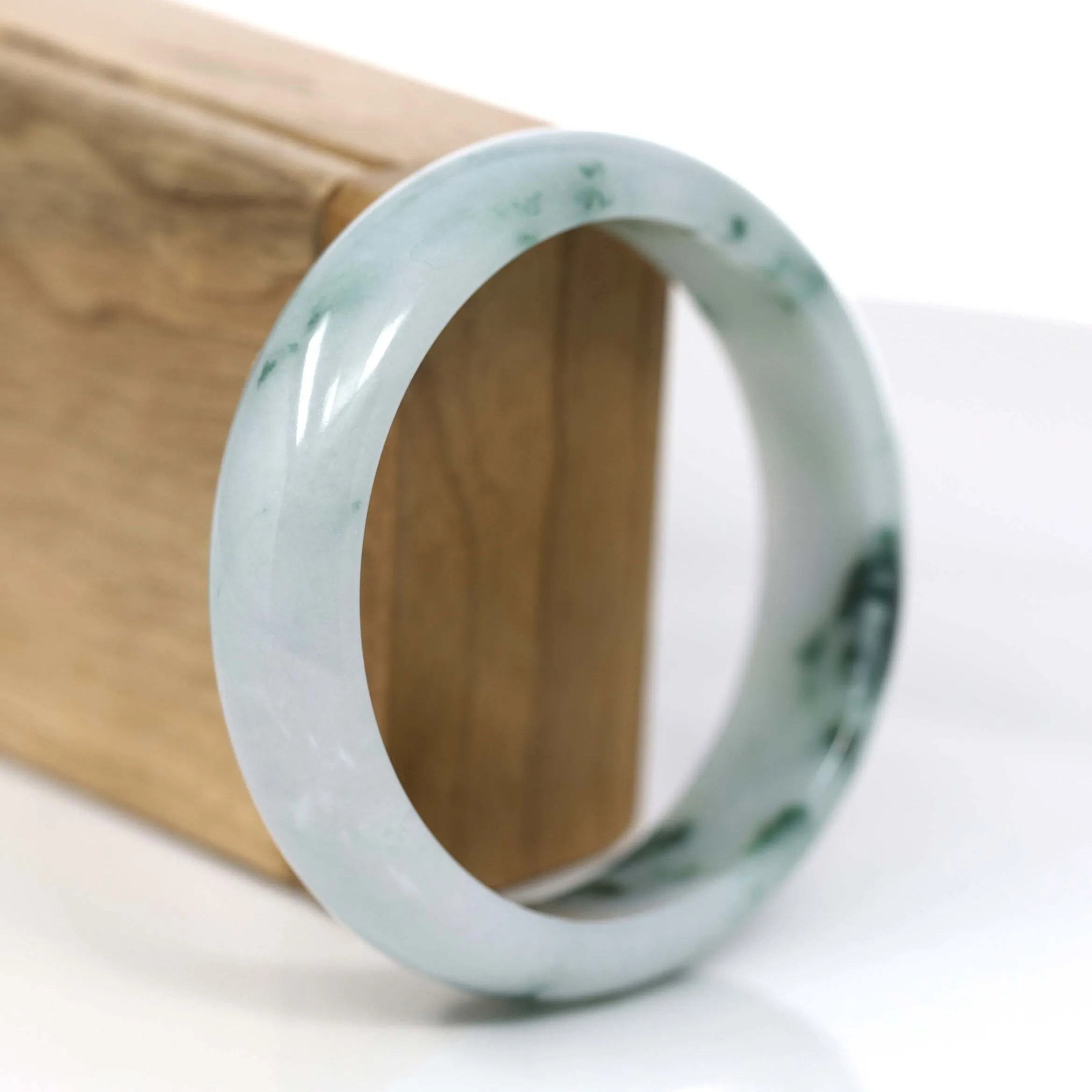RealJade® Co. Classic Real Blue-green Jade Jadeite Bangle Bracelet (60.24mm)#375
