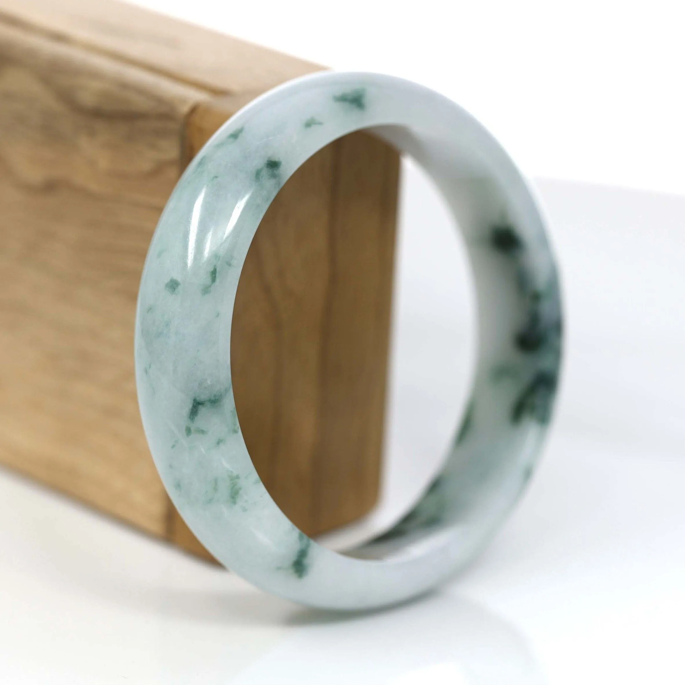 RealJade® Co. Classic Real Blue-green Jade Jadeite Bangle Bracelet (60.24mm)#375