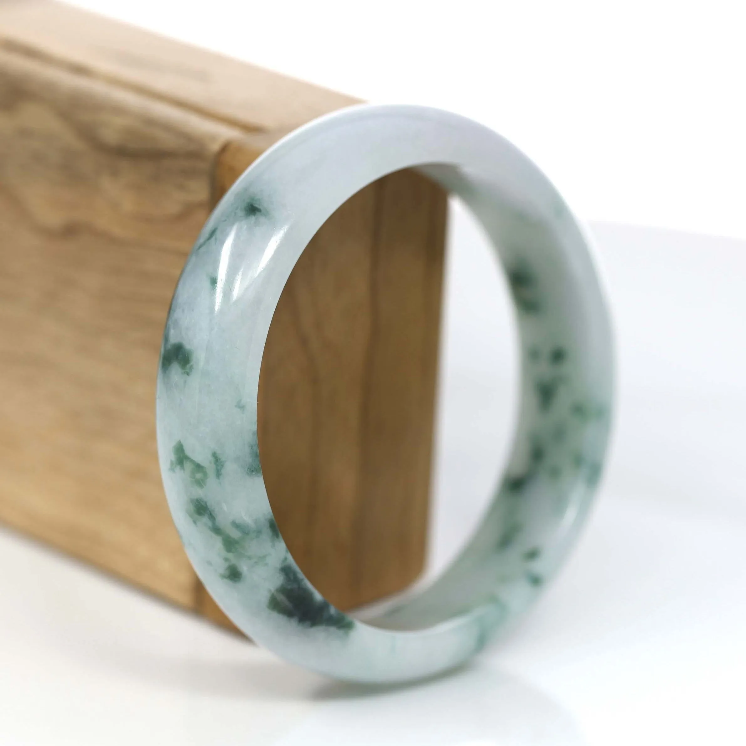 RealJade® Co. Classic Real Blue-green Jade Jadeite Bangle Bracelet (60.24mm)#375