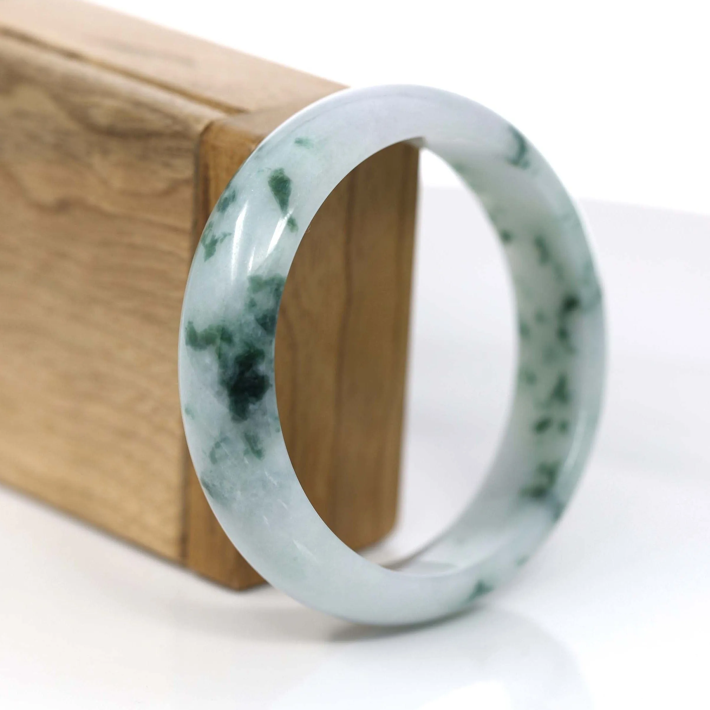 RealJade® Co. Classic Real Blue-green Jade Jadeite Bangle Bracelet (60.24mm)#375