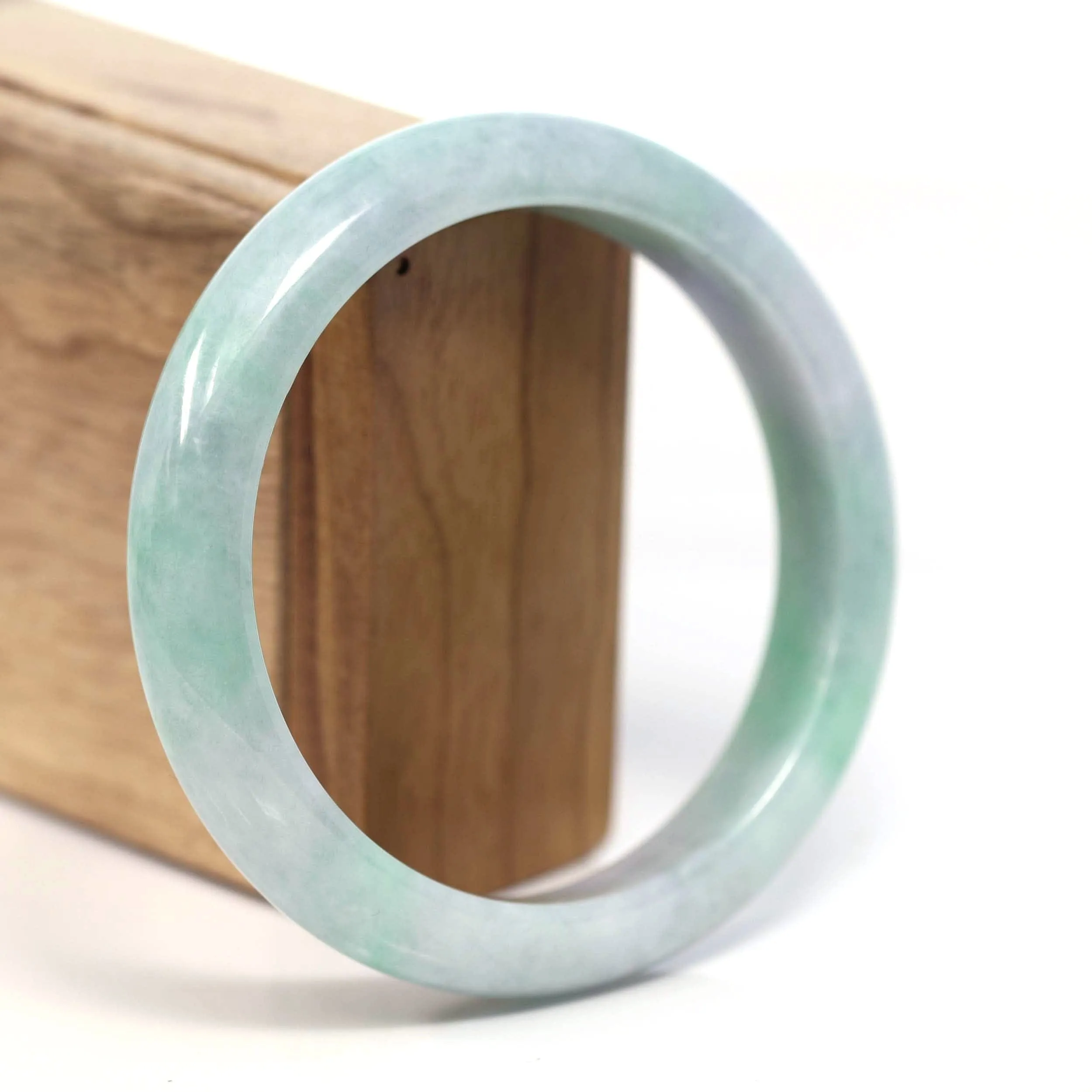 RealJade® Co. Genuine Lavender & Green Burmese Jadeite Jade Bangle Bracelet (62.20mm) #T202