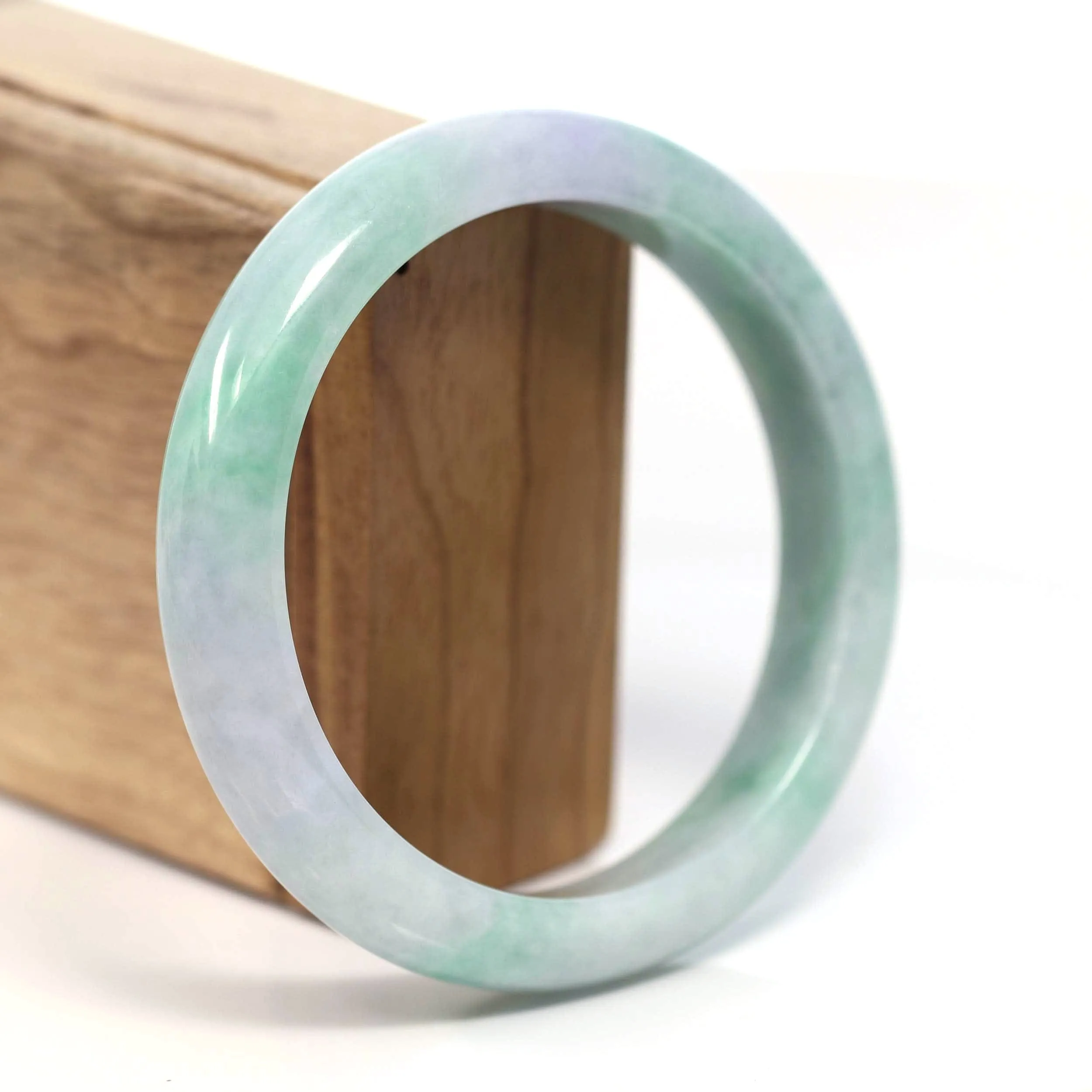 RealJade® Co. Genuine Lavender & Green Burmese Jadeite Jade Bangle Bracelet (62.20mm) #T202