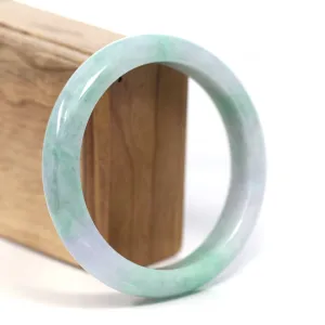 RealJade® Co. Genuine Lavender & Green Burmese Jadeite Jade Bangle Bracelet (62.20mm) #T202