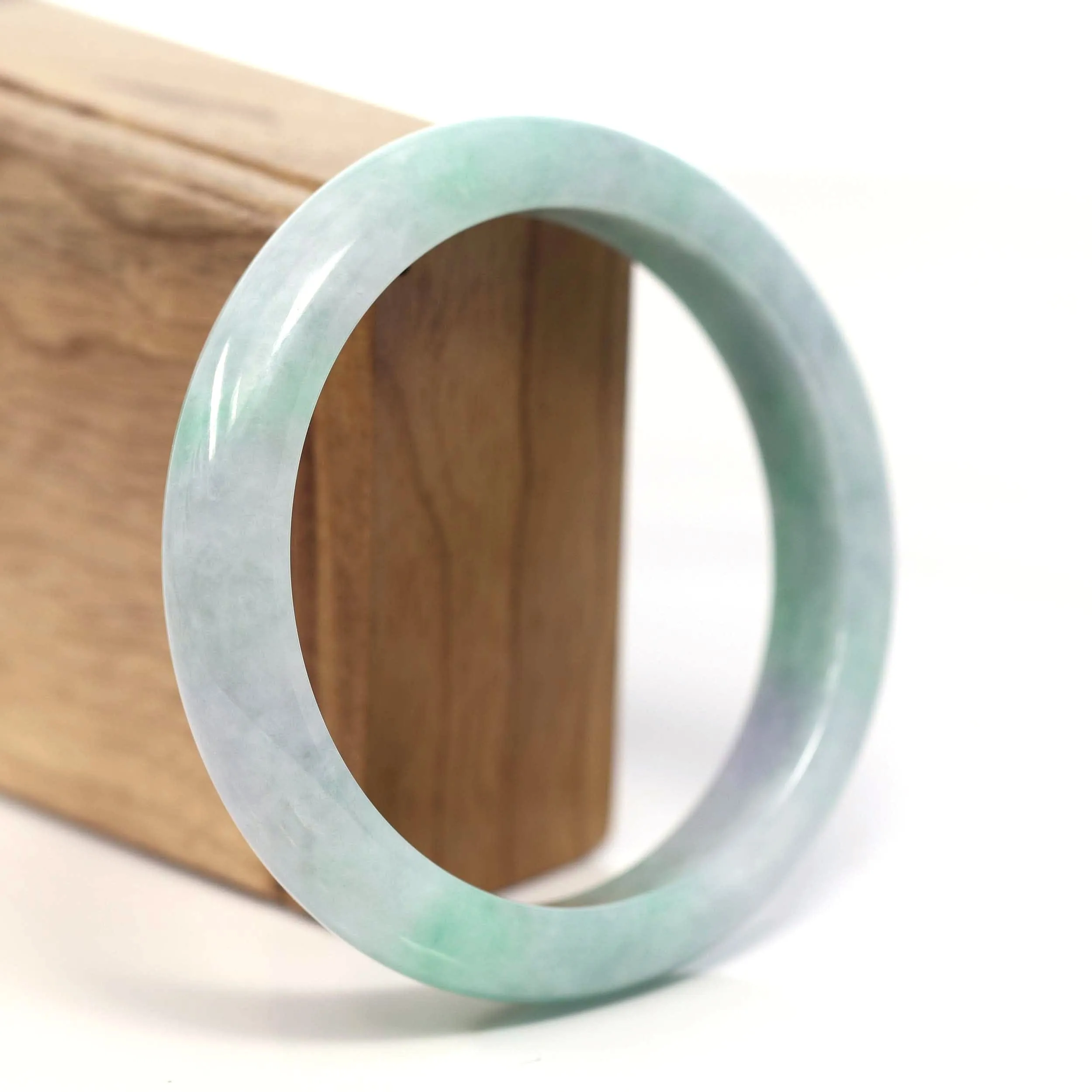 RealJade® Co. Genuine Lavender & Green Burmese Jadeite Jade Bangle Bracelet (62.20mm) #T202