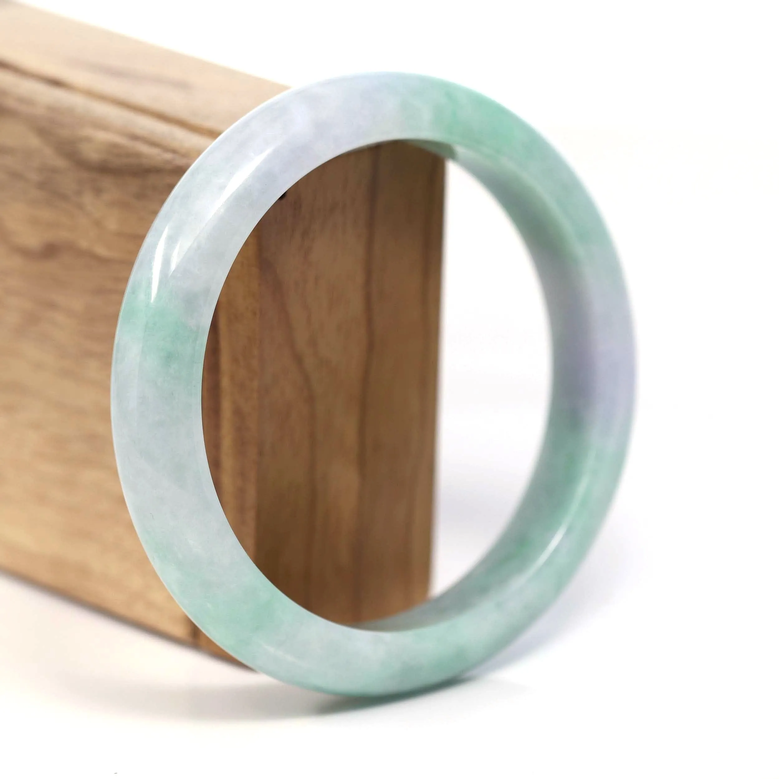 RealJade® Co. Genuine Lavender & Green Burmese Jadeite Jade Bangle Bracelet (62.20mm) #T202
