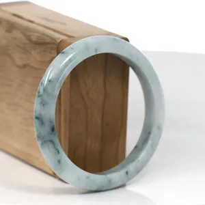RealJade® Co. Natural Burmese Blue-green Jadeite Jade Bangle Bracelet (55.77mm)#T142