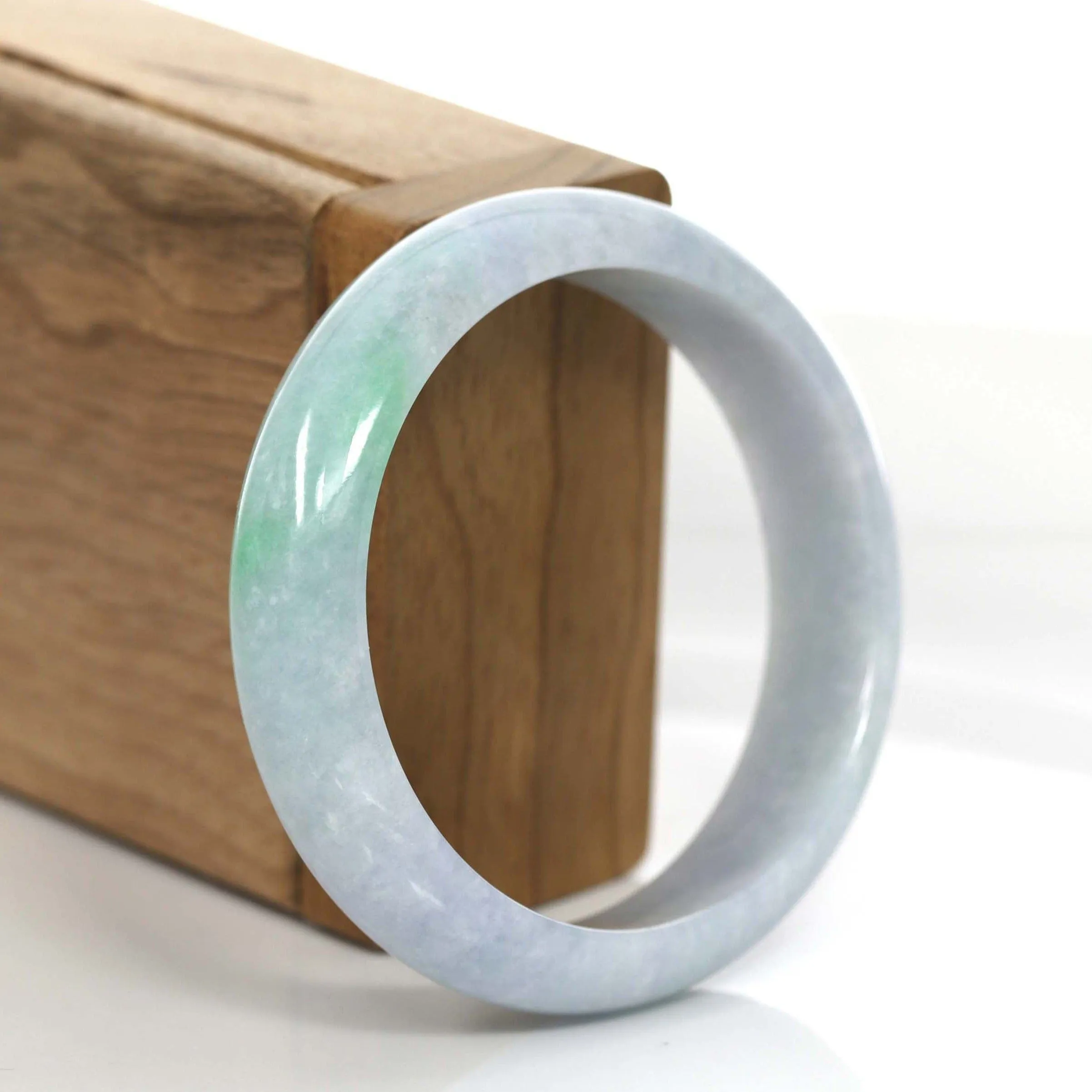 RealJade® Co. Natural Lavender- Green Jadeite Jade Bangle Bracelet (56.24 mm) #724