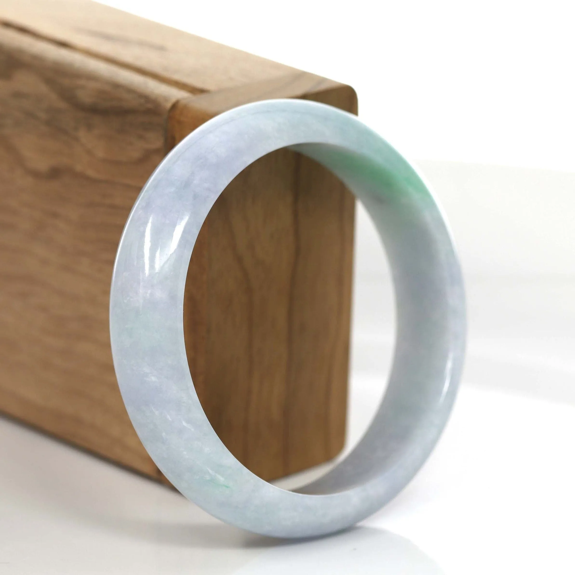 RealJade® Co. Natural Lavender- Green Jadeite Jade Bangle Bracelet (56.24 mm) #724