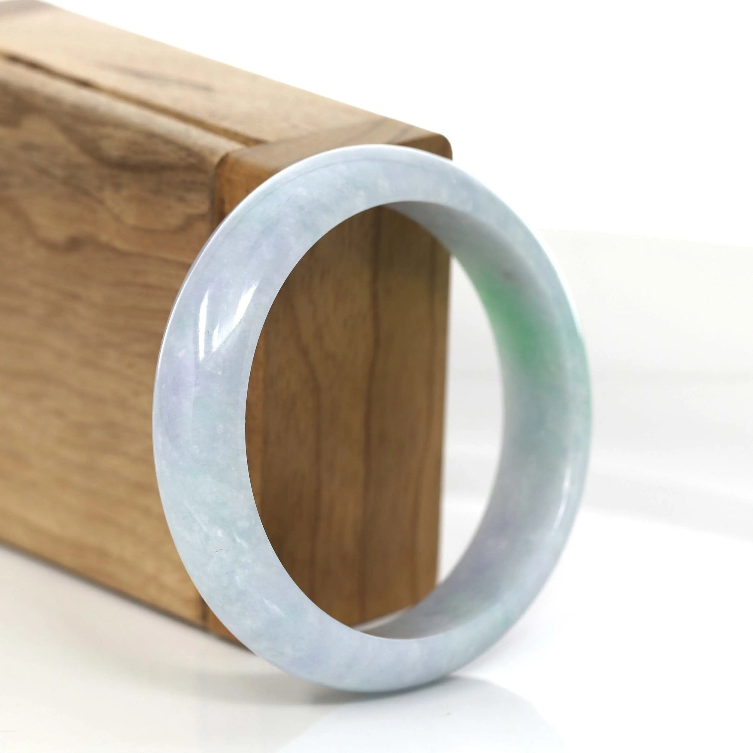RealJade® Co. Natural Lavender- Green Jadeite Jade Bangle Bracelet (56.24 mm) #724