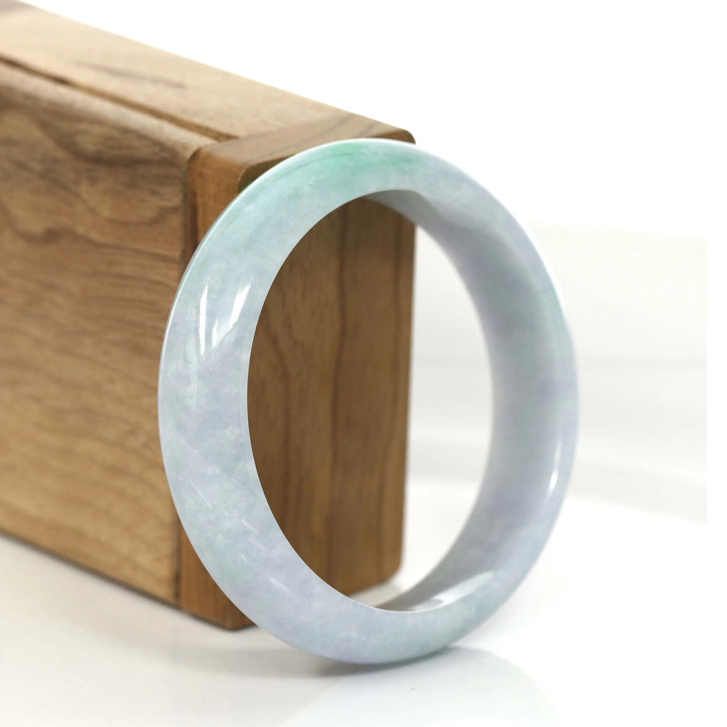 RealJade® Co. Natural Lavender- Green Jadeite Jade Bangle Bracelet (56.24 mm) #724