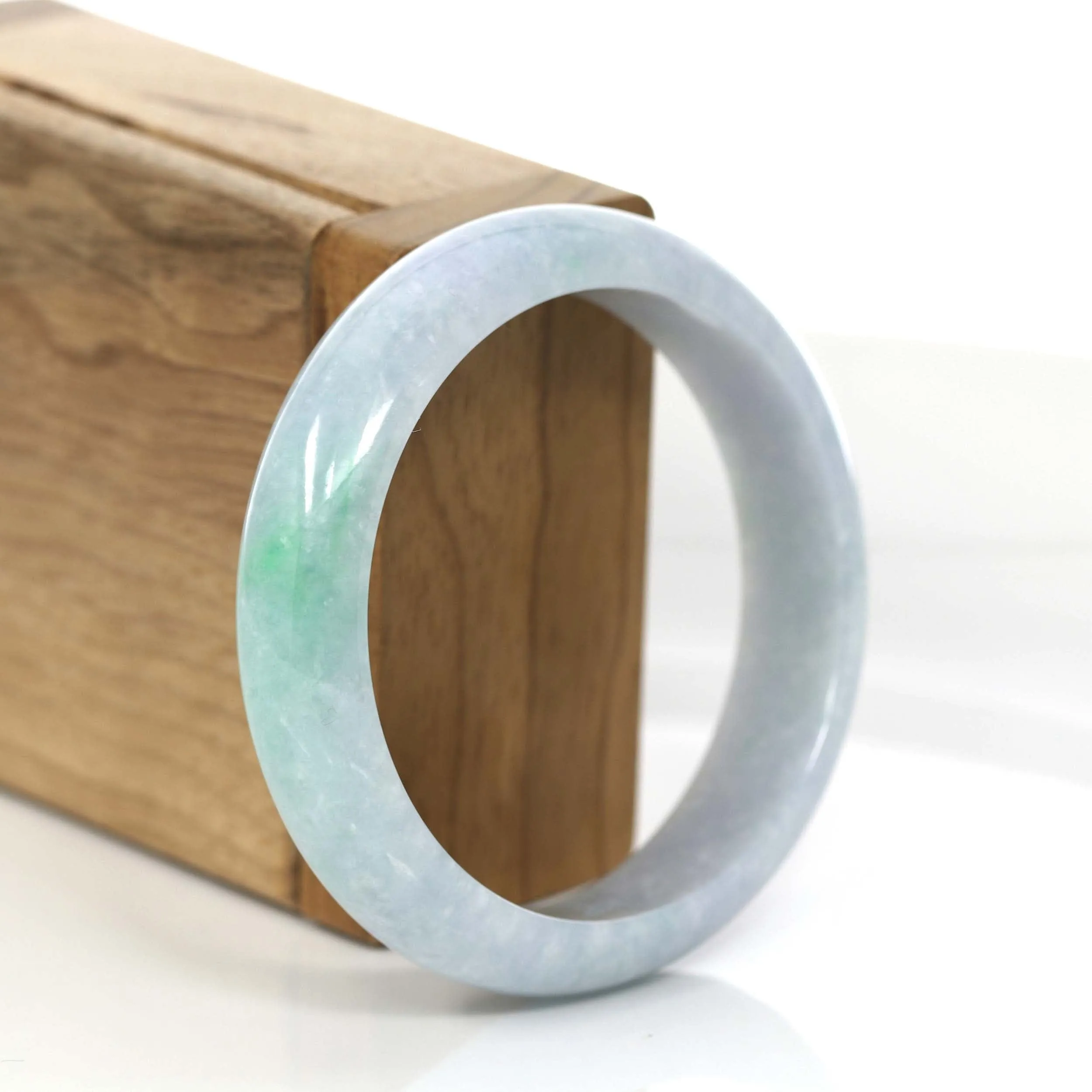 RealJade® Co. Natural Lavender- Green Jadeite Jade Bangle Bracelet (56.24 mm) #724
