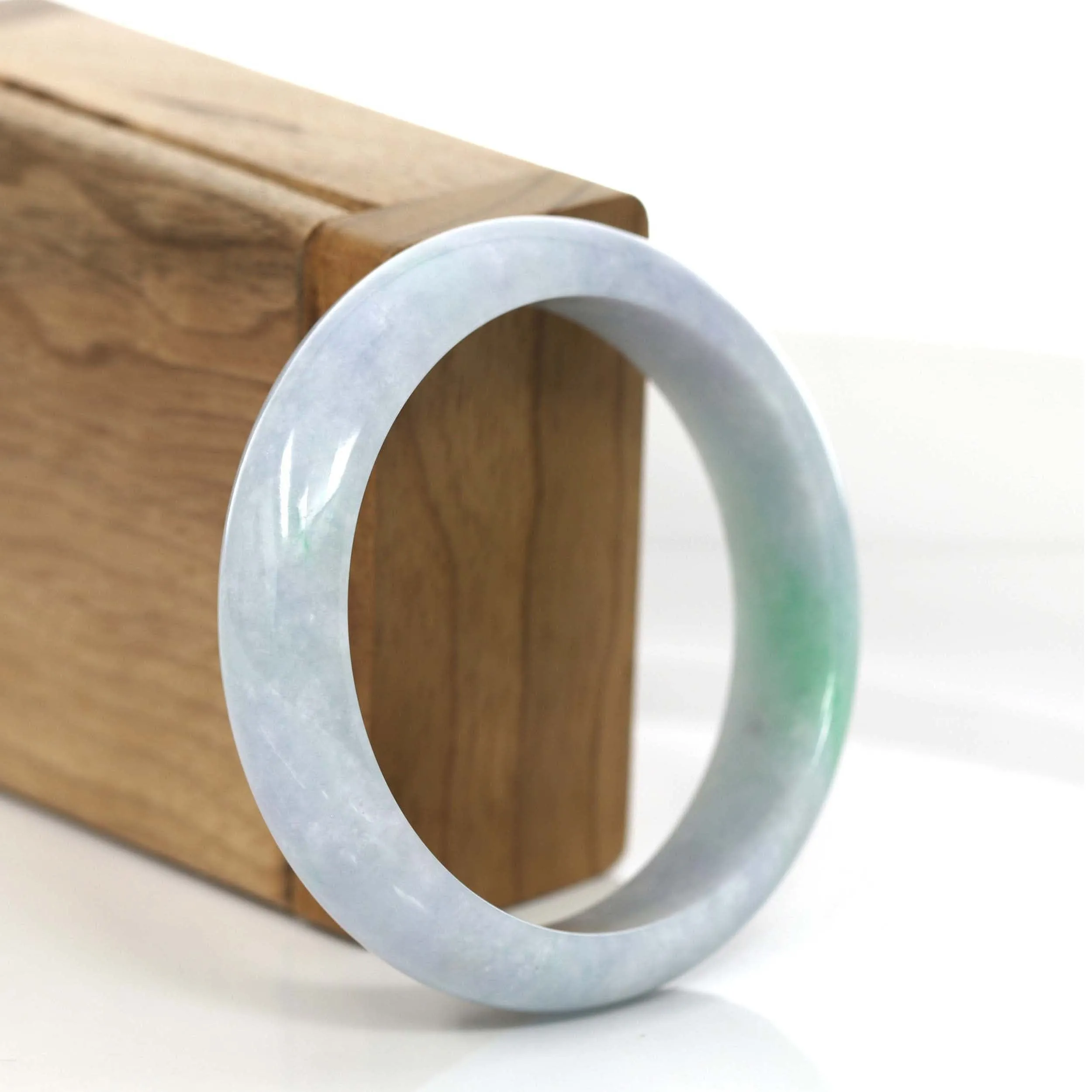 RealJade® Co. Natural Lavender- Green Jadeite Jade Bangle Bracelet (56.24 mm) #724