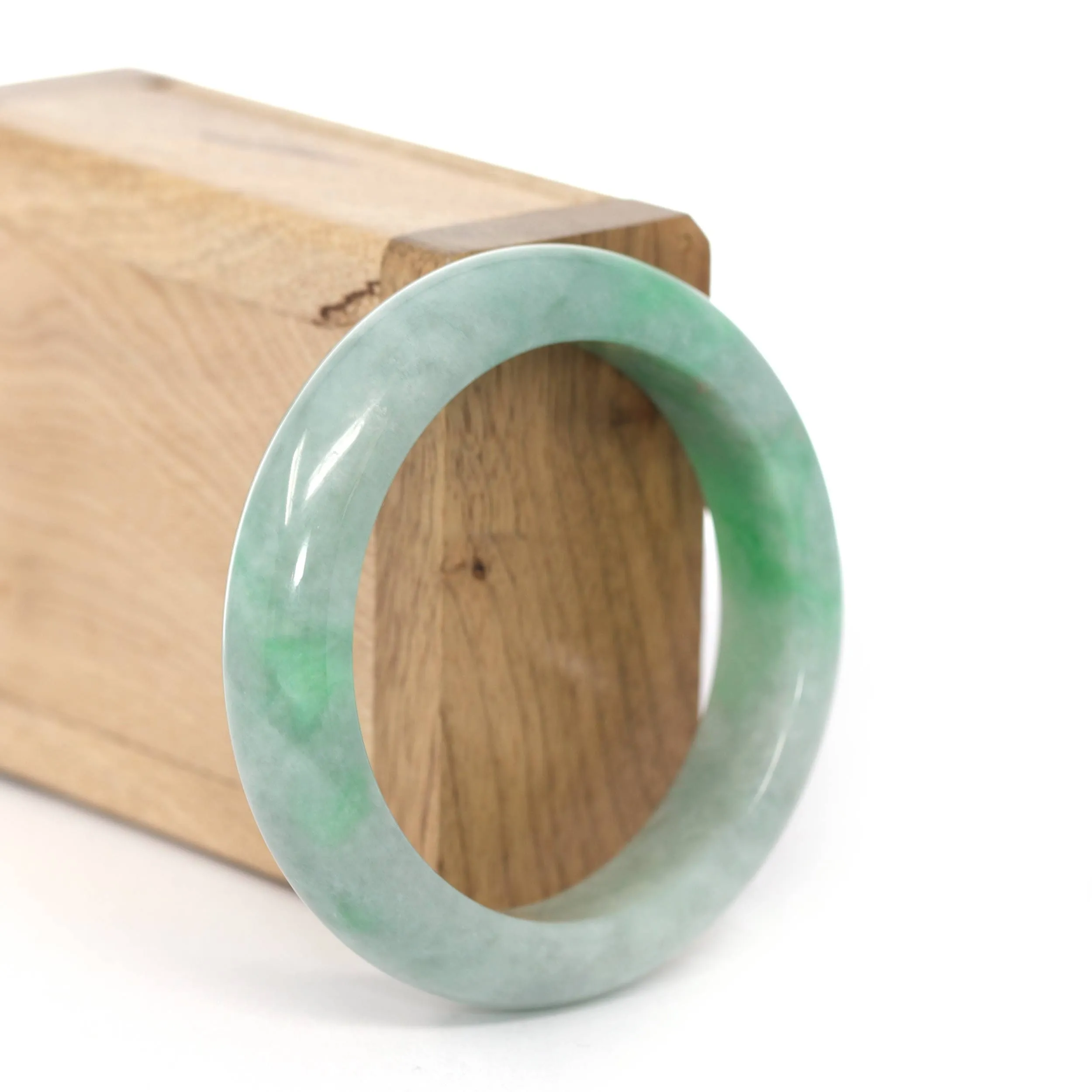 RealJade® Co. "Classic Bangle" Apple Green Natural Burmese Jadeite Jade Bangle ( 53.81mm ) #278