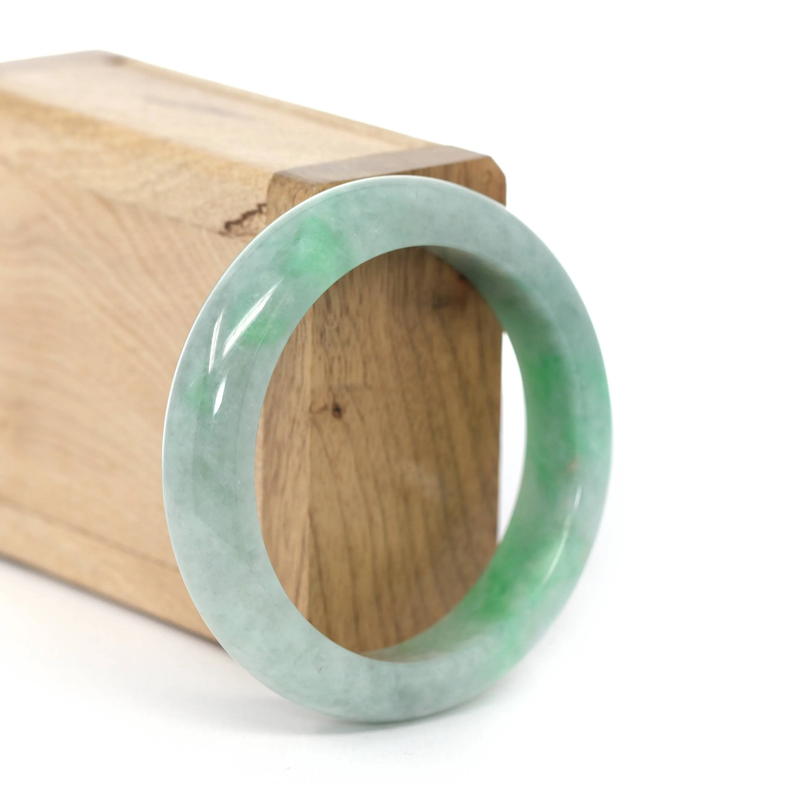 RealJade® Co. "Classic Bangle" Apple Green Natural Burmese Jadeite Jade Bangle ( 53.81mm ) #278