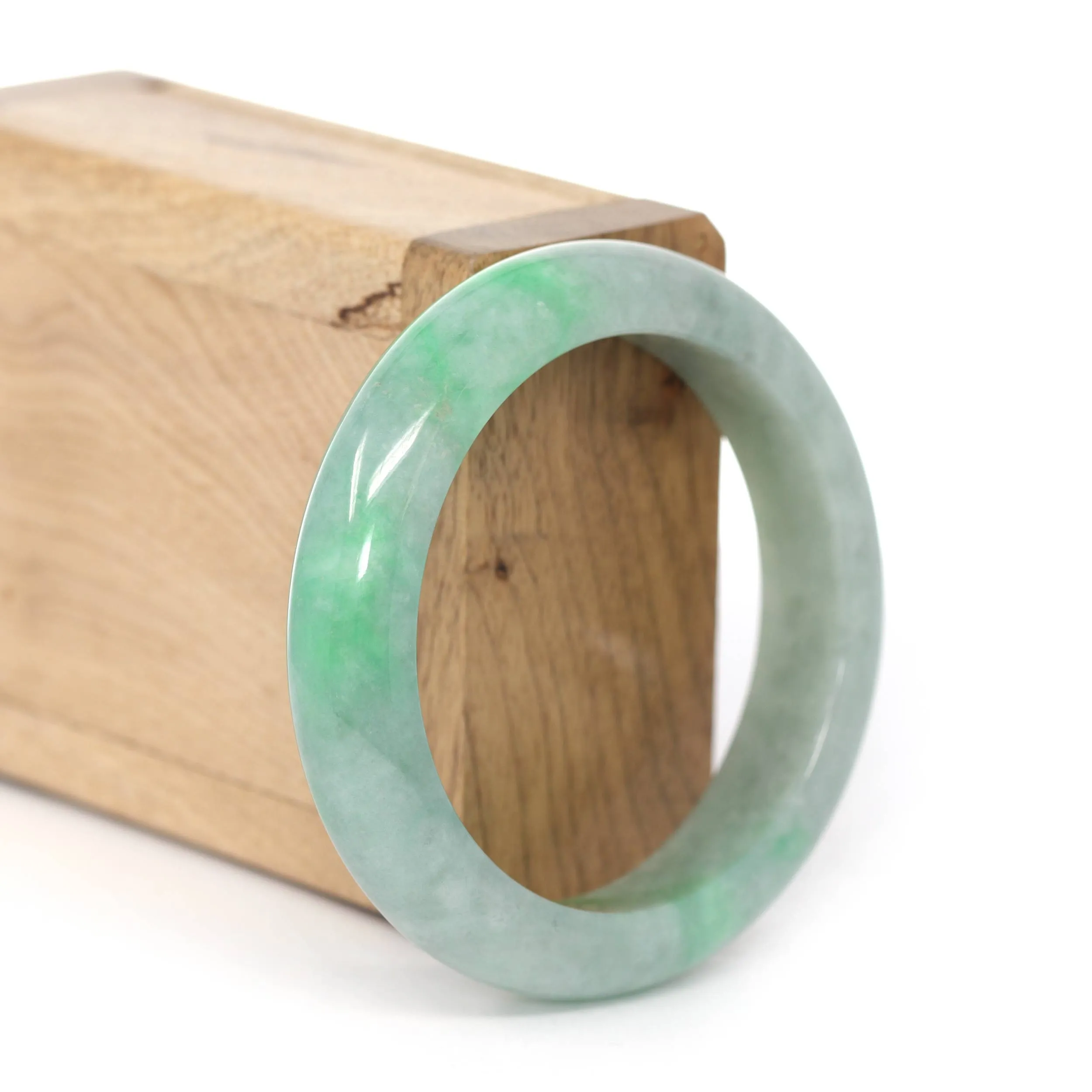 RealJade® Co. "Classic Bangle" Apple Green Natural Burmese Jadeite Jade Bangle ( 53.81mm ) #278