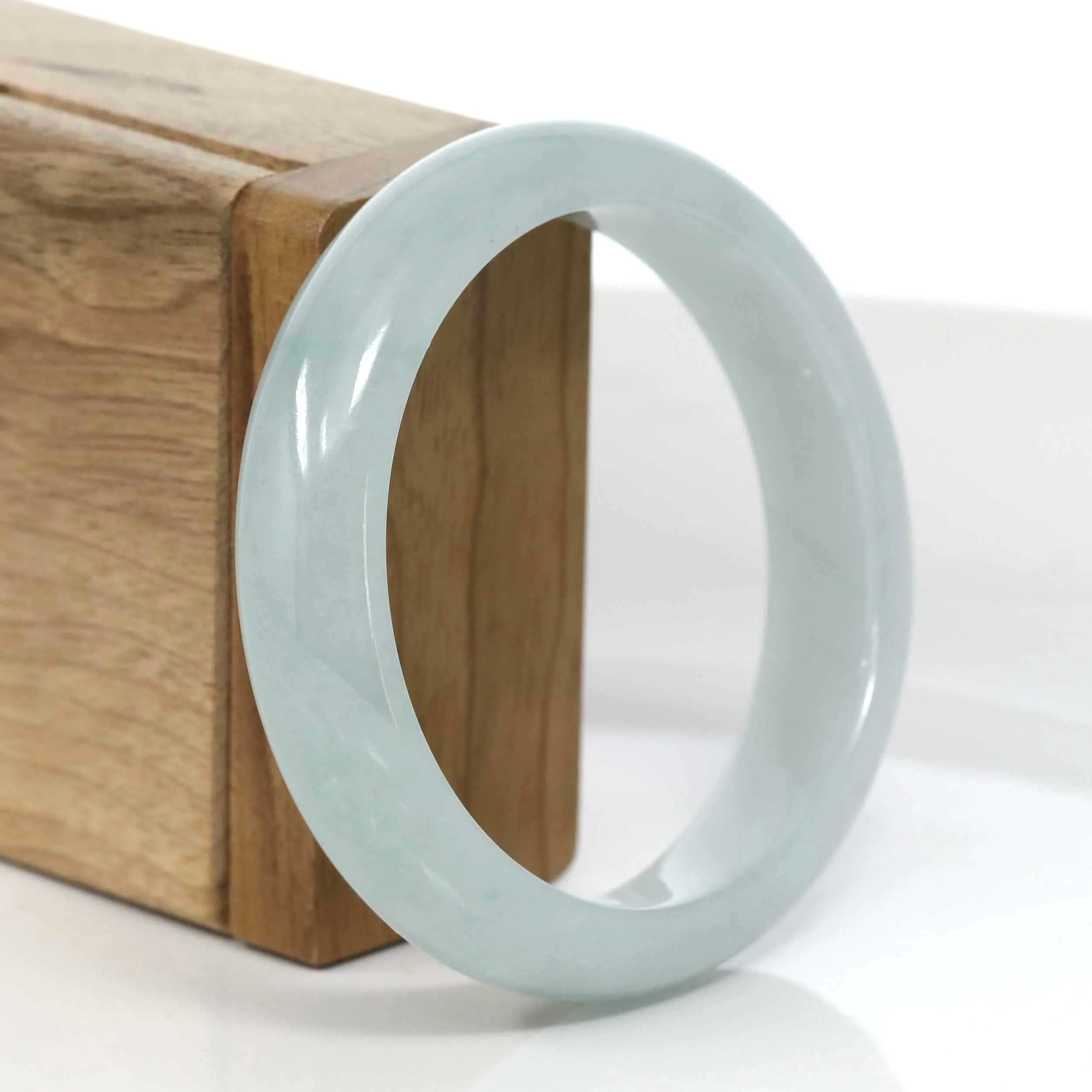 RealJade® Co. "Classic Bangle" Blue-Green Natural Burmese Jadeite Jade Bangle (57.49mm) #986