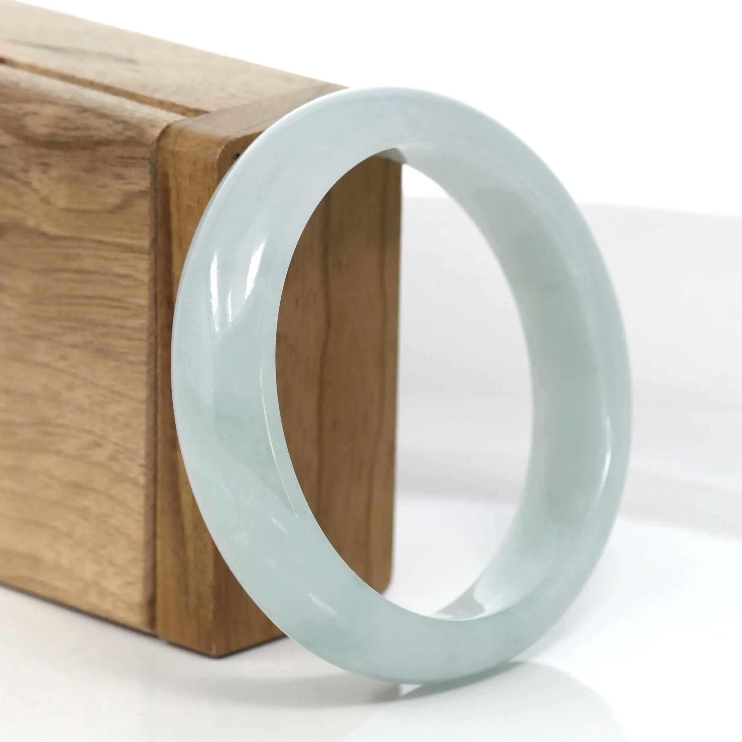 RealJade® Co. "Classic Bangle" Blue-Green Natural Burmese Jadeite Jade Bangle (57.49mm) #986