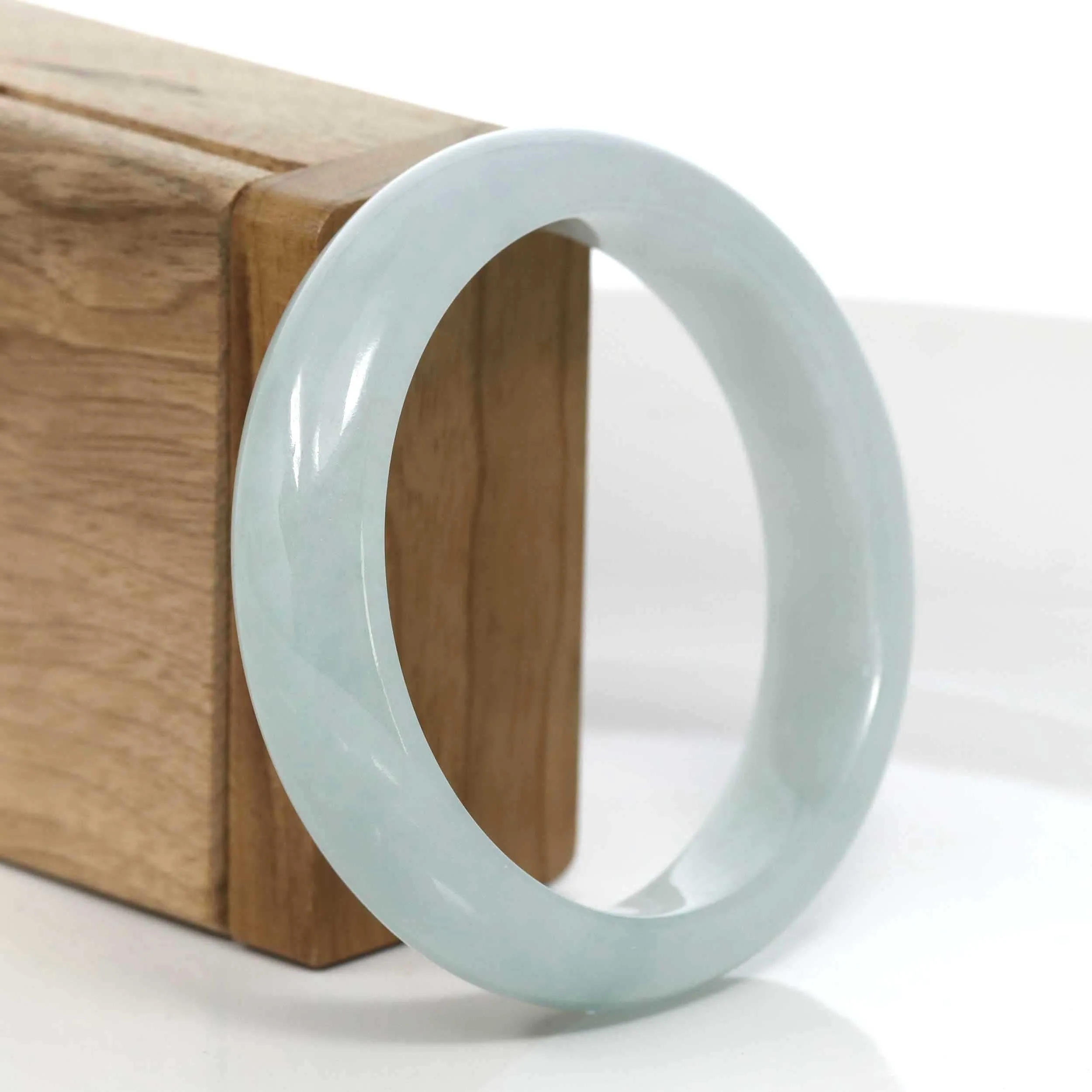 RealJade® Co. "Classic Bangle" Blue-Green Natural Burmese Jadeite Jade Bangle (57.49mm) #986