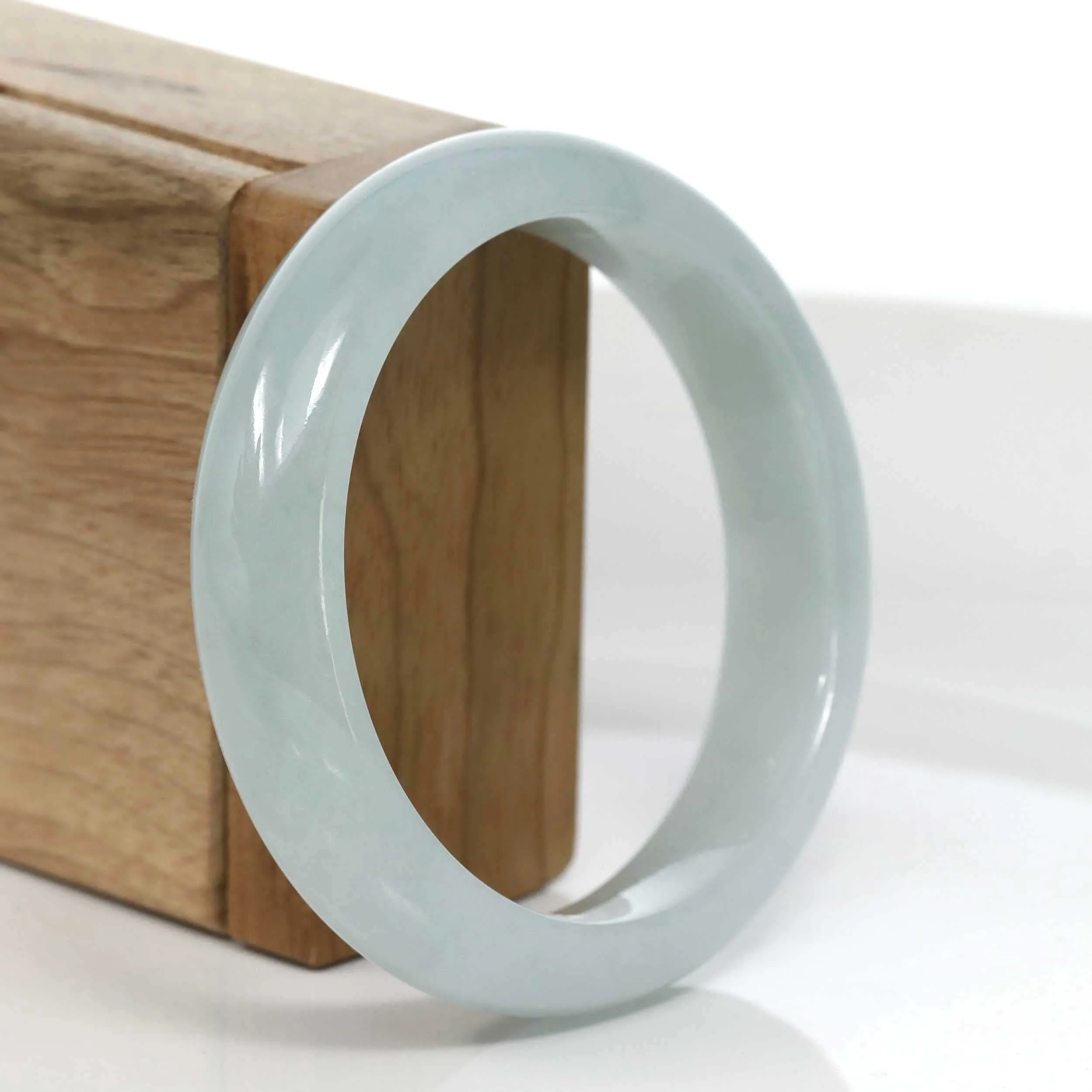 RealJade® Co. "Classic Bangle" Blue-Green Natural Burmese Jadeite Jade Bangle (57.49mm) #986