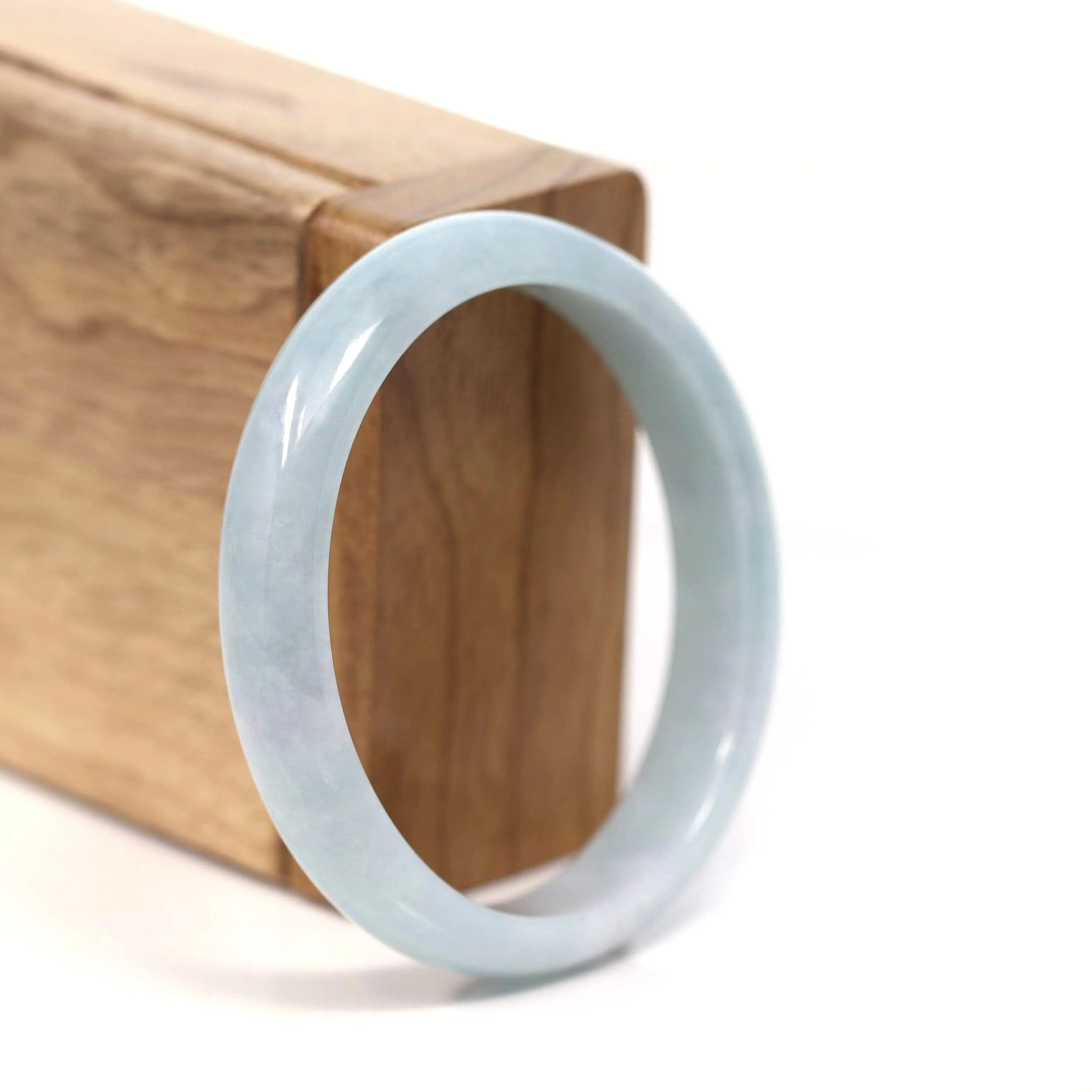 RealJade® Co. "Classic Bangle" Blue Natural Jadeite Jade Oval Bangle (56.61mm) #T220