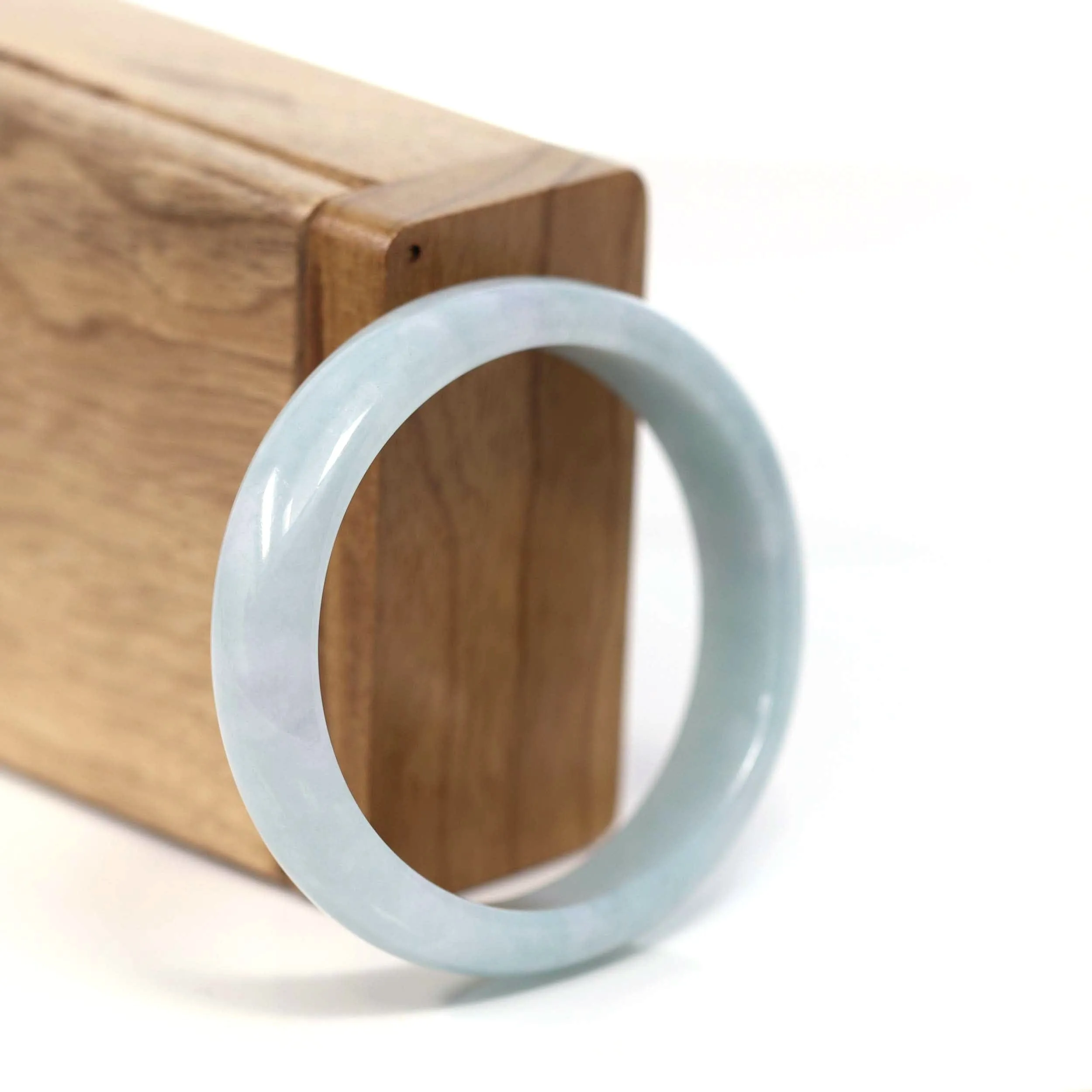 RealJade® Co. "Classic Bangle" Blue Natural Jadeite Jade Oval Bangle (56.61mm) #T220