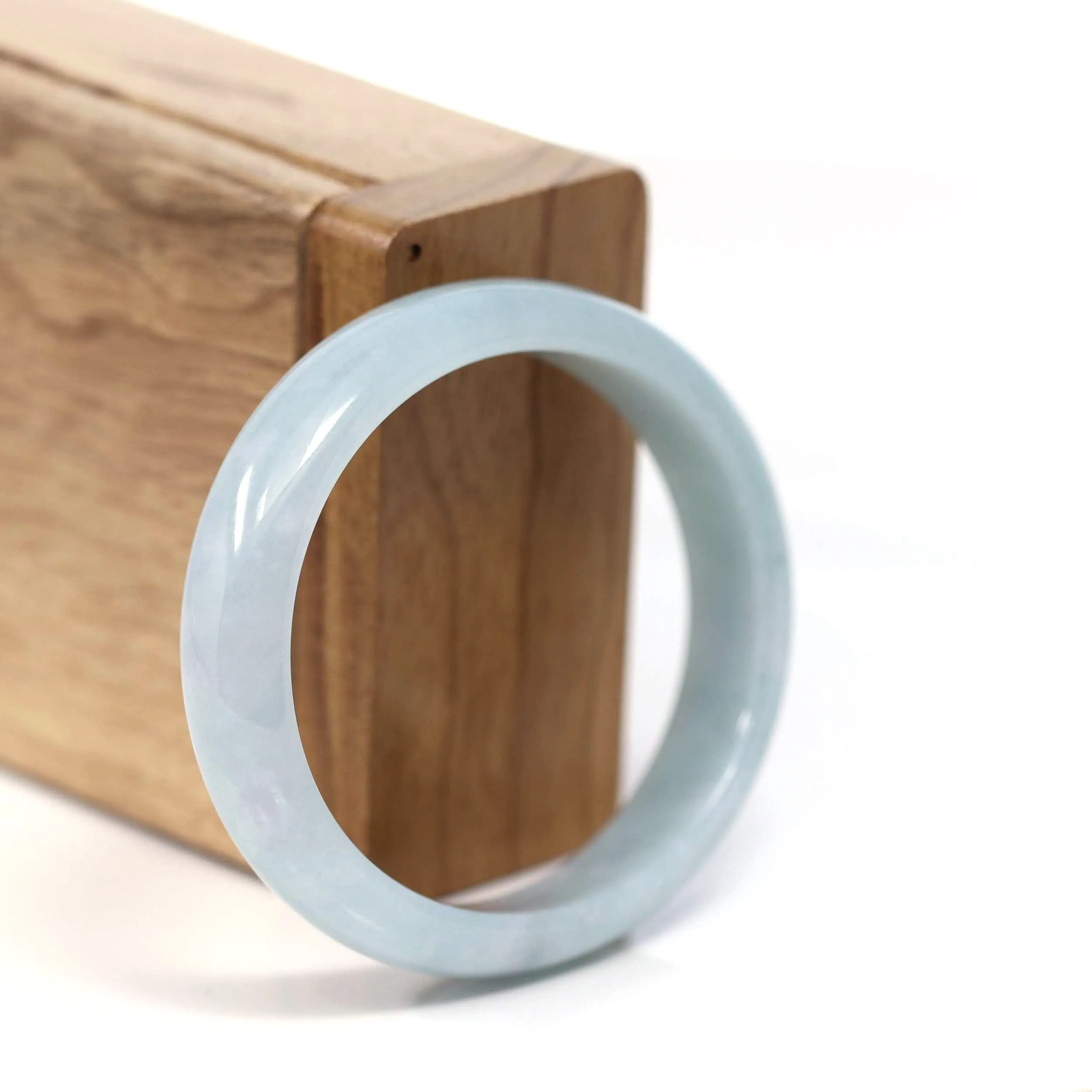 RealJade® Co. "Classic Bangle" Blue Natural Jadeite Jade Oval Bangle (56.61mm) #T220