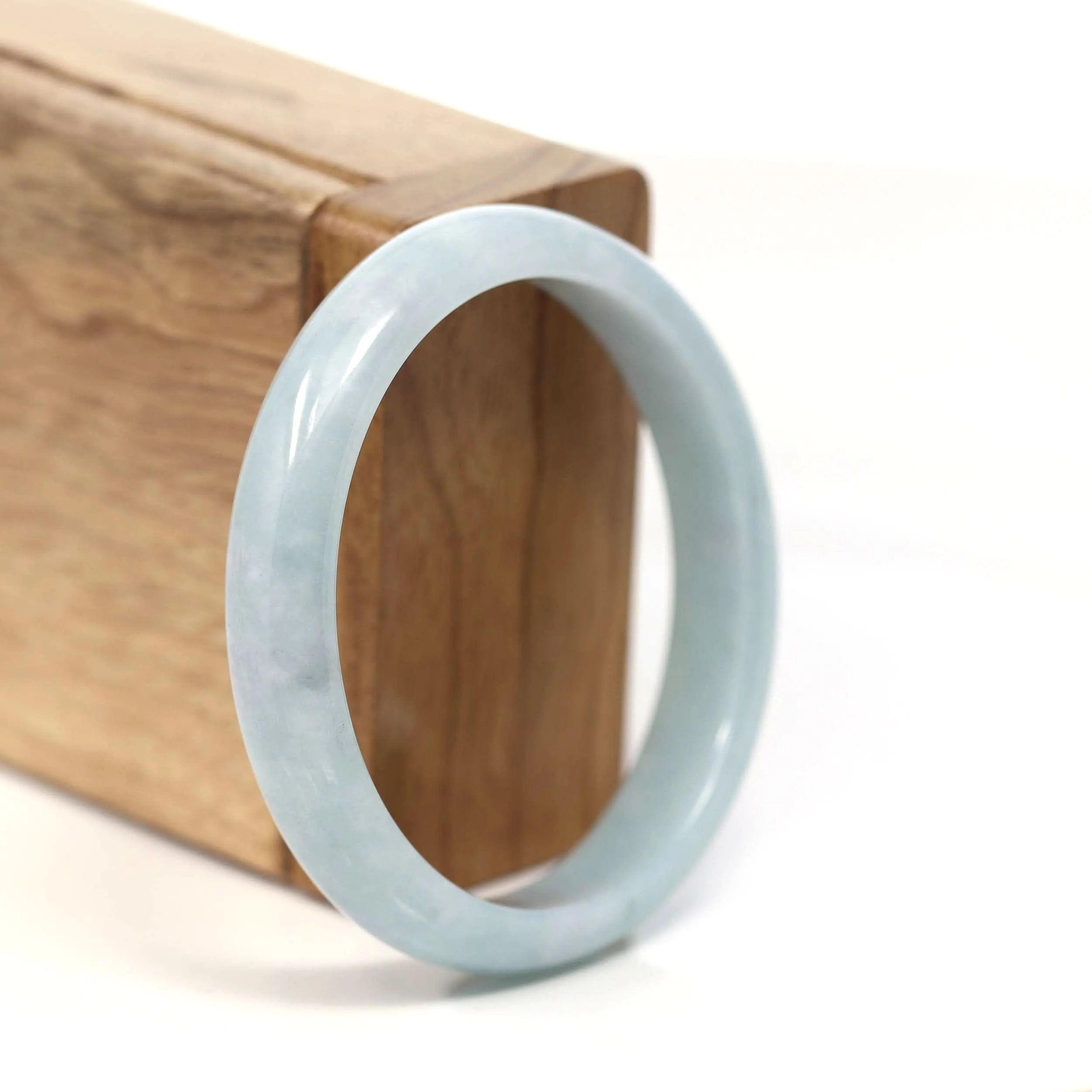 RealJade® Co. "Classic Bangle" Blue Natural Jadeite Jade Oval Bangle (56.61mm) #T220