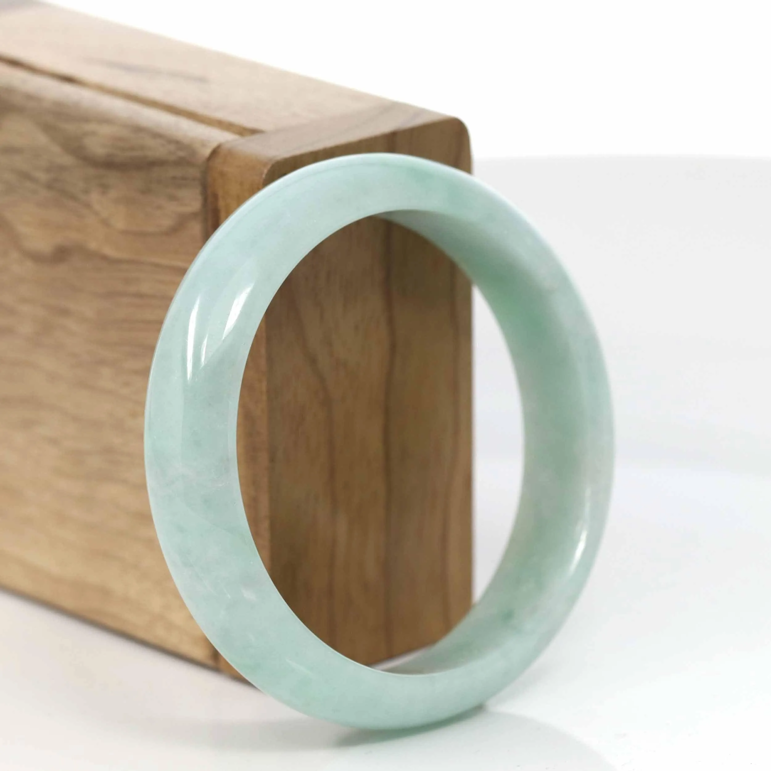 RealJade® Co. "Classic Bangle" Genuine Burmese Green Jadeite Jade Bangle Bracelet (54.69 mm) #418