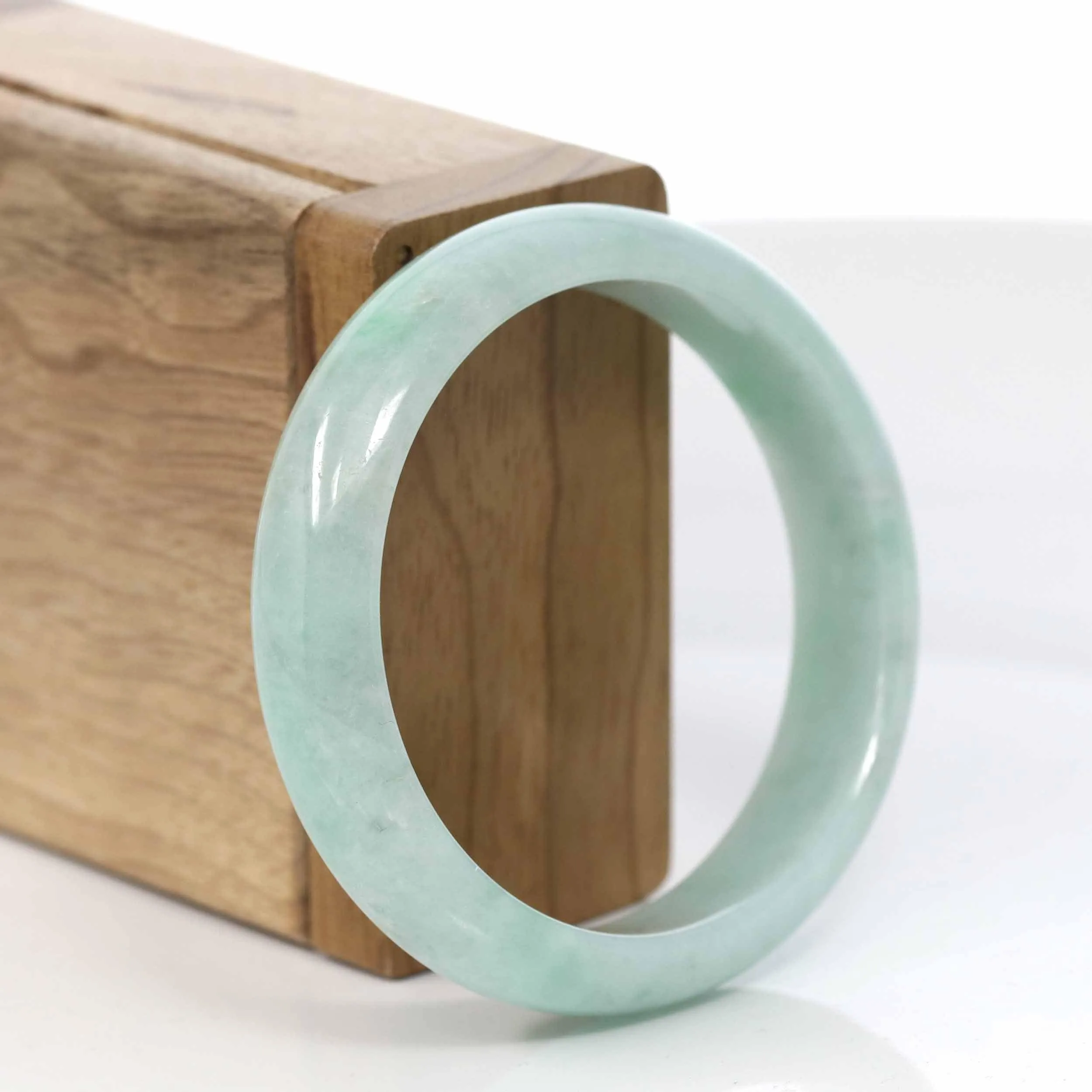 RealJade® Co. "Classic Bangle" Genuine Burmese Green Jadeite Jade Bangle Bracelet (54.69 mm) #418