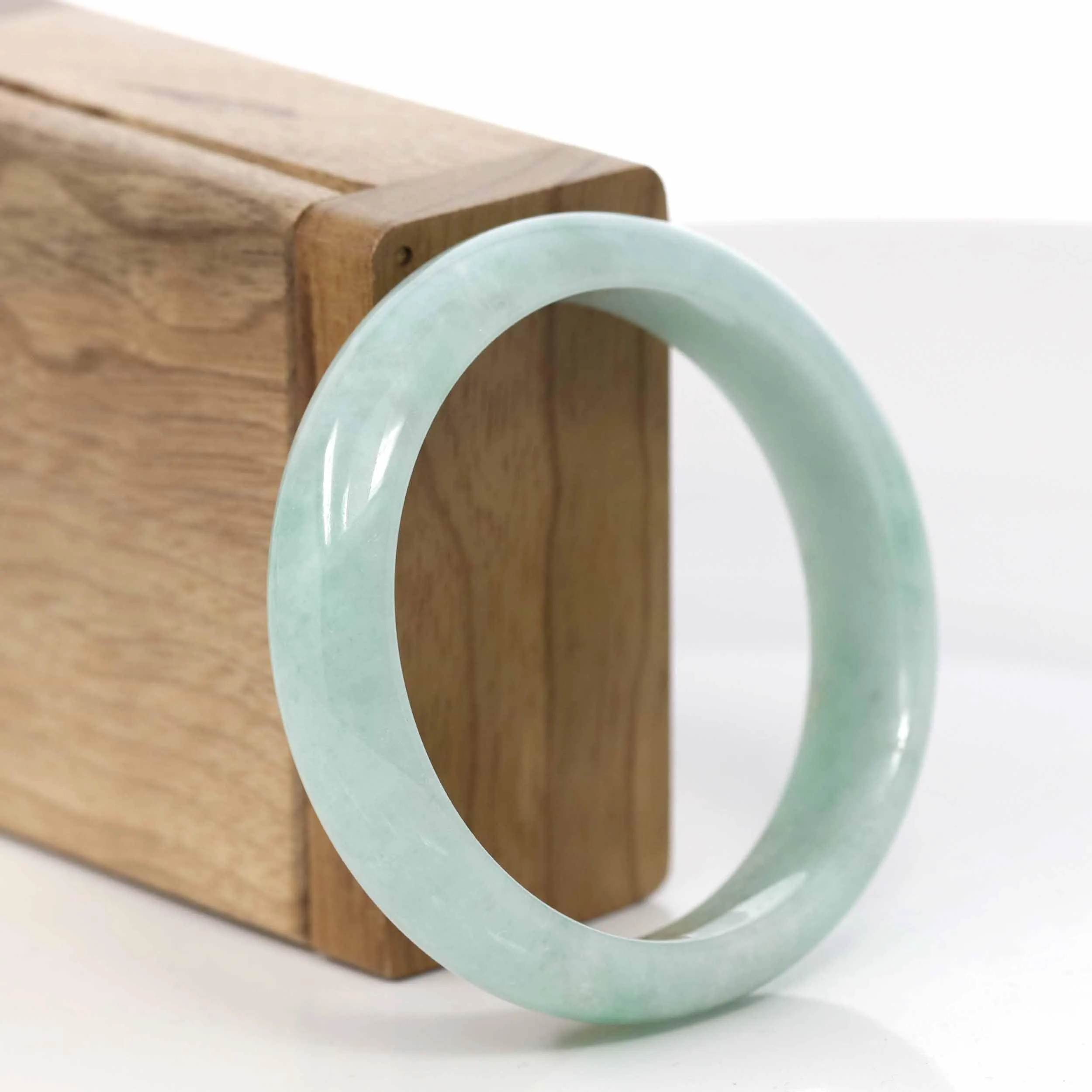 RealJade® Co. "Classic Bangle" Genuine Burmese Green Jadeite Jade Bangle Bracelet (54.69 mm) #418